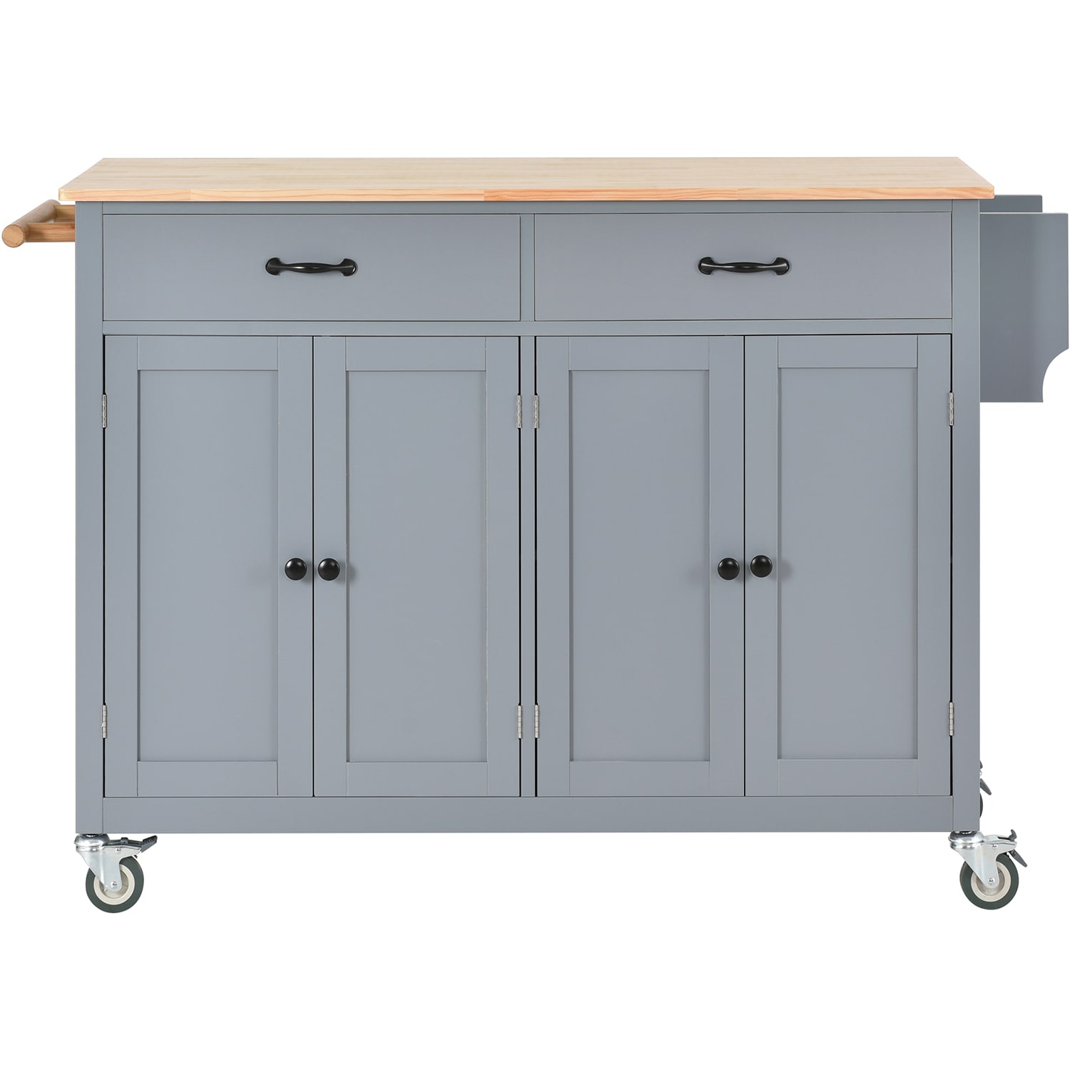 SINOFURN Gray Mdf Base with Wood Top Kitchen Cart (18.5-in x 54.33-in x ...