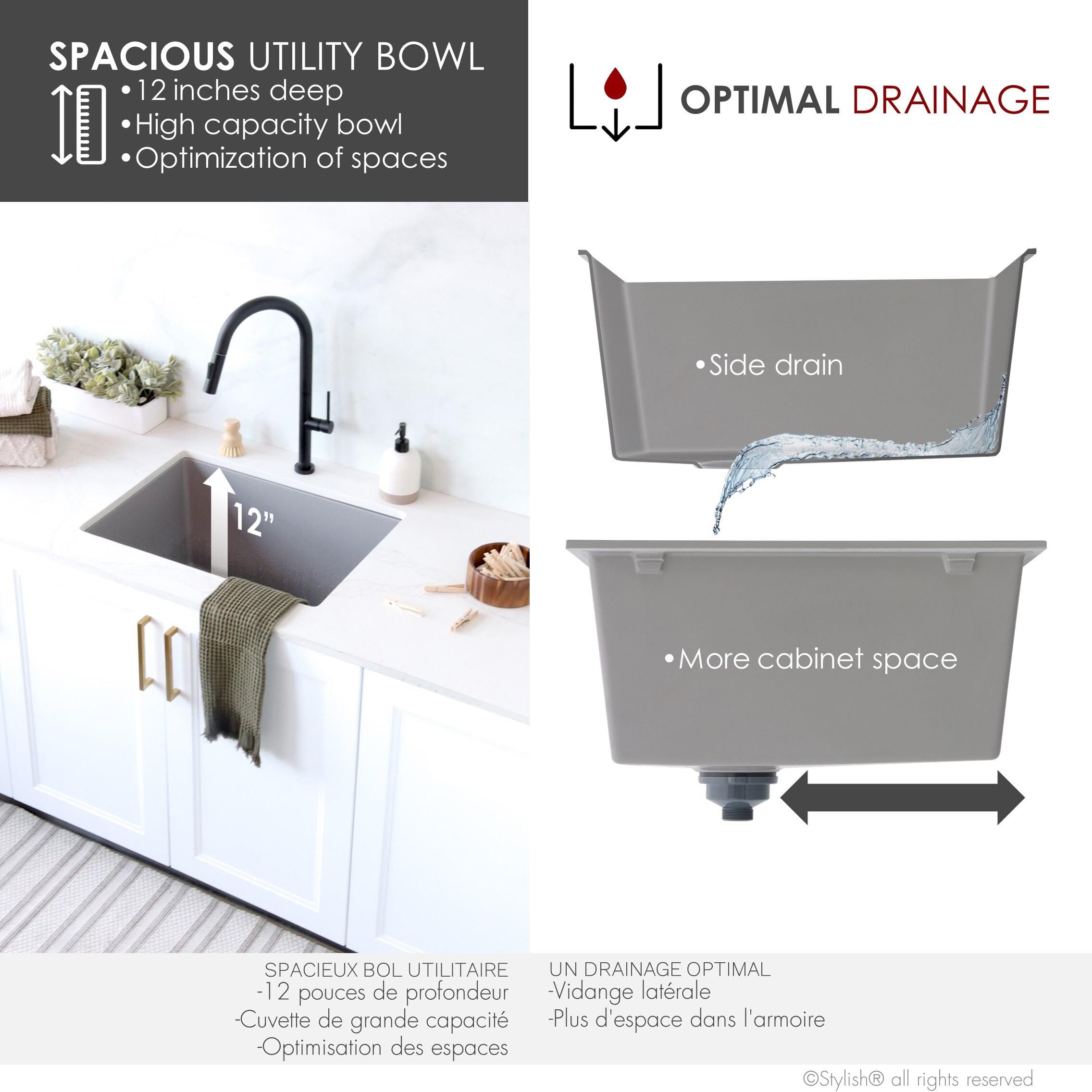 Stylish S-825L Kitchen-Sinks - View #6