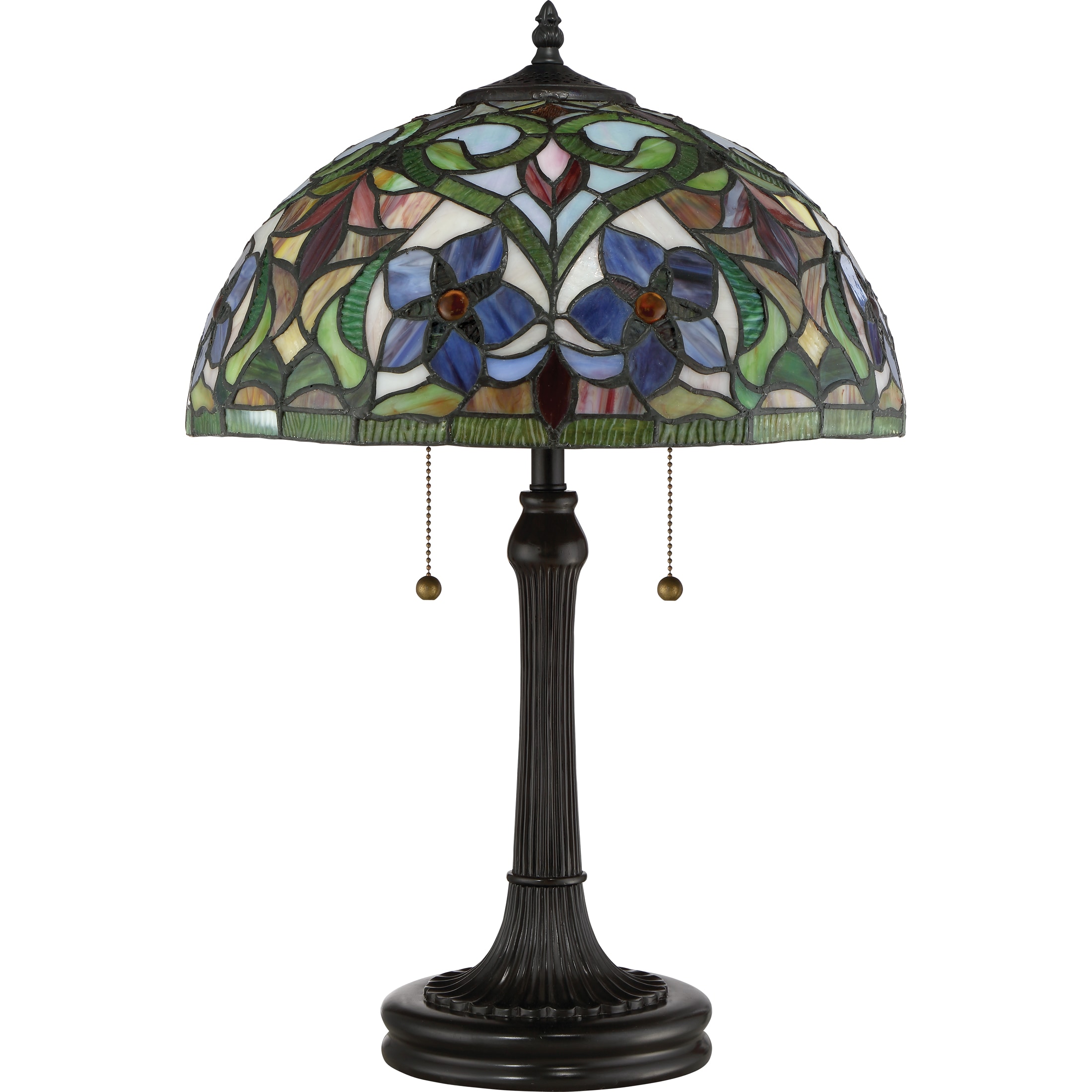 Quoizel Violets 23-in Vintage Bronze Table Lamp with Glass Shade in the ...