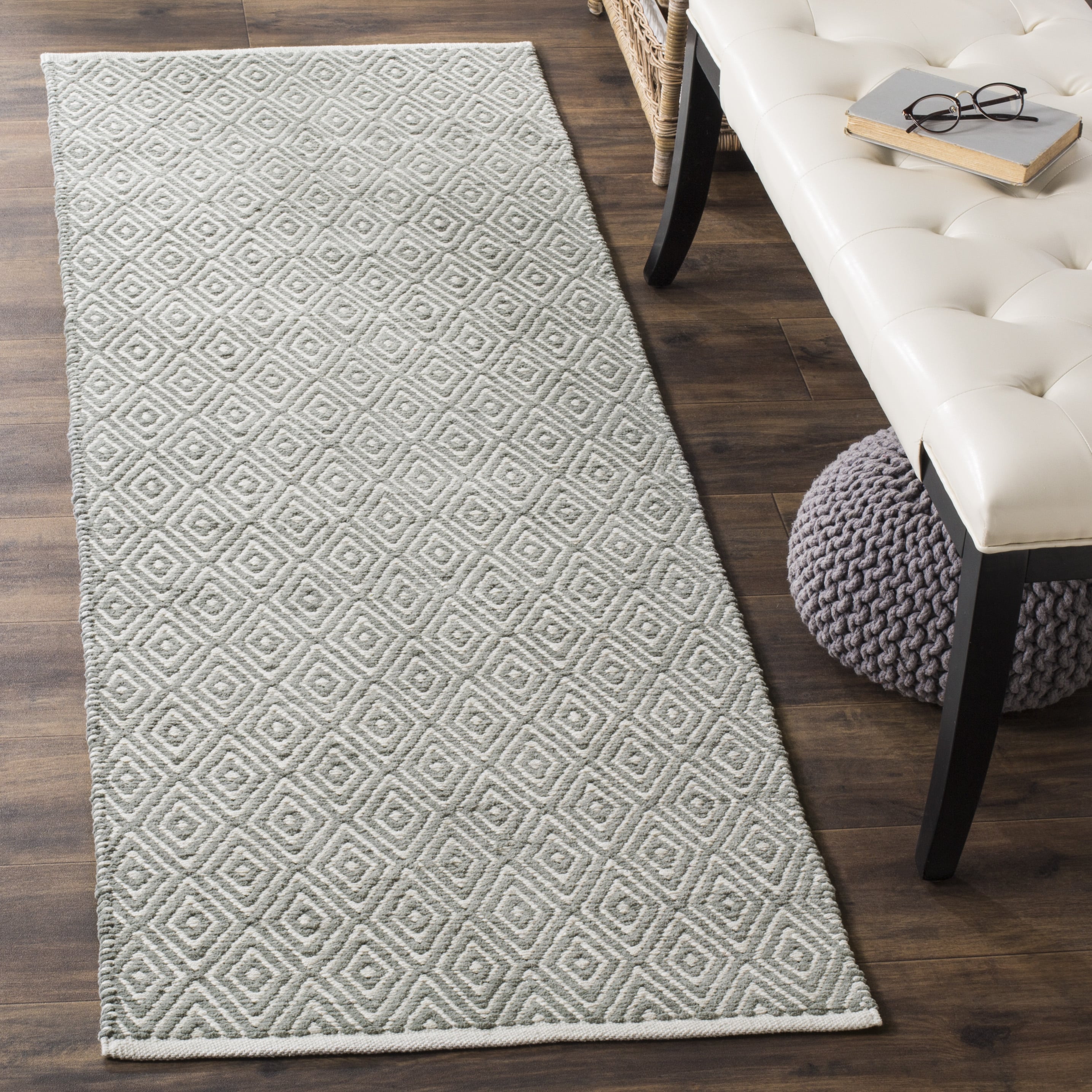 Safavieh BOS682E-211 Boston 2 x 11 (ft) Tufted Cotton Gray Rectangular Indoor Geometric Bohemian/Eclectic Runner rug