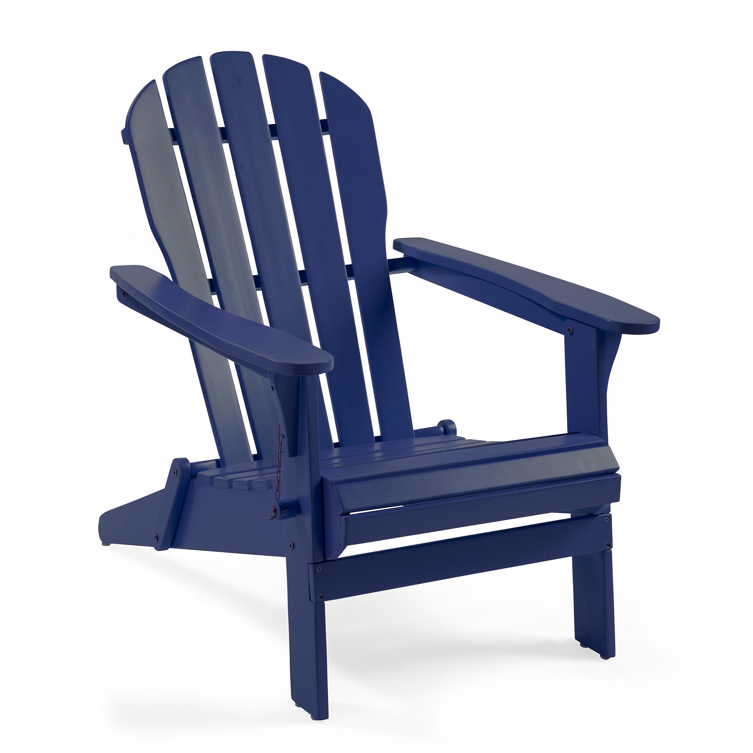 Evergreen 62A80 NY Navy Wood Frame Stationary Adirondack Chair with Slat Seat