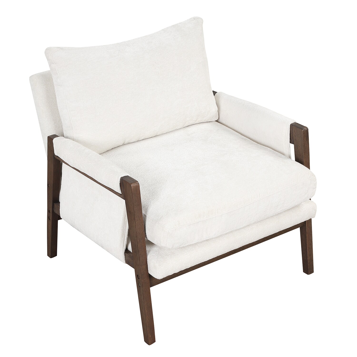 Bybafun YA3700186 Midcentury White Velvet Accent Chair