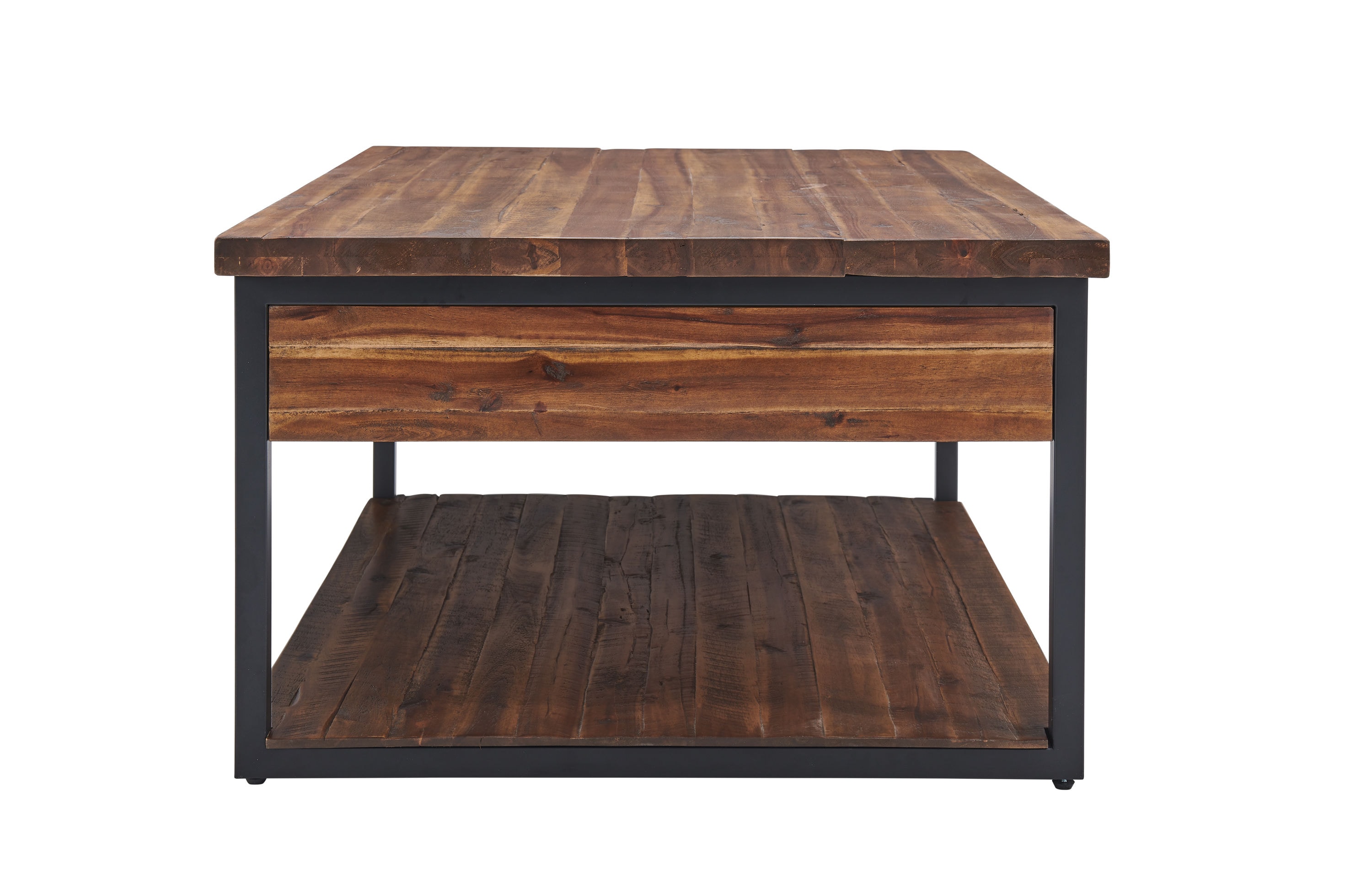 Claremont 48" Rustic Wood Coffee Table with Drawer and Shelf