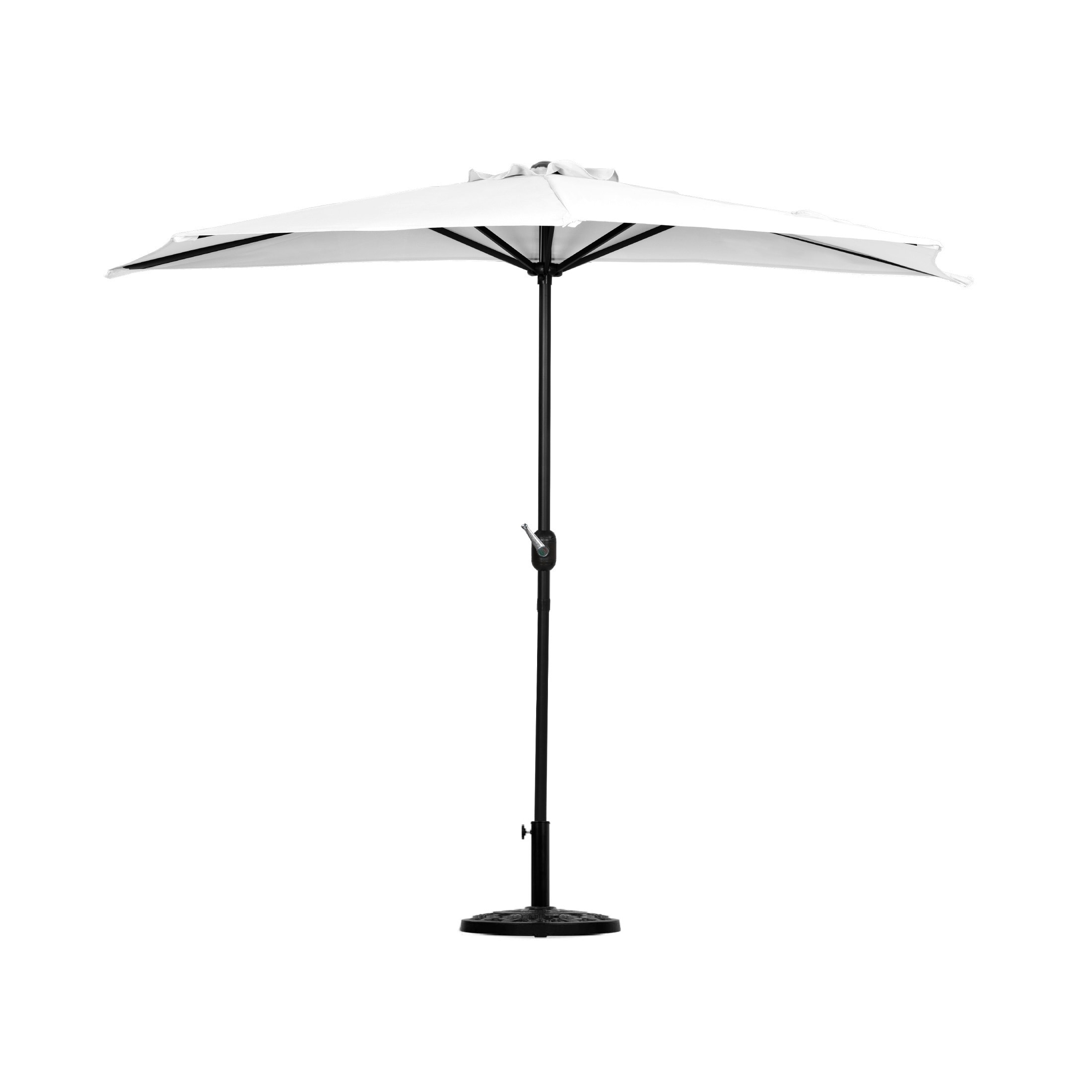 Westin Furniture OS3003-WT-OS5004 9-ft Aluminum White No-tilt Half-round Patio Umbrella with Base