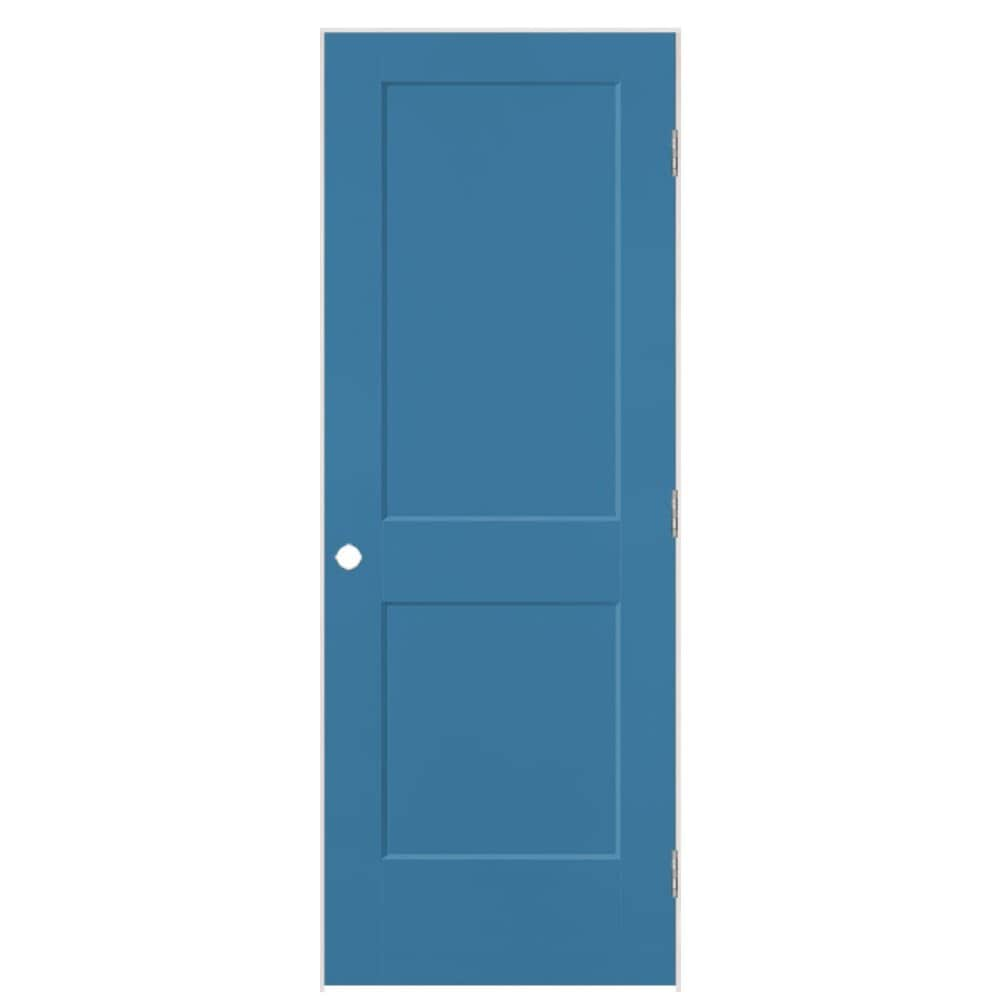 Masonite 32-in x 80-in Blue Heron Solid Core 2-panel Square Left Hand Smooth Prefinished Molded Composite Flat Jamb Single Prehung Interior Door -  896010