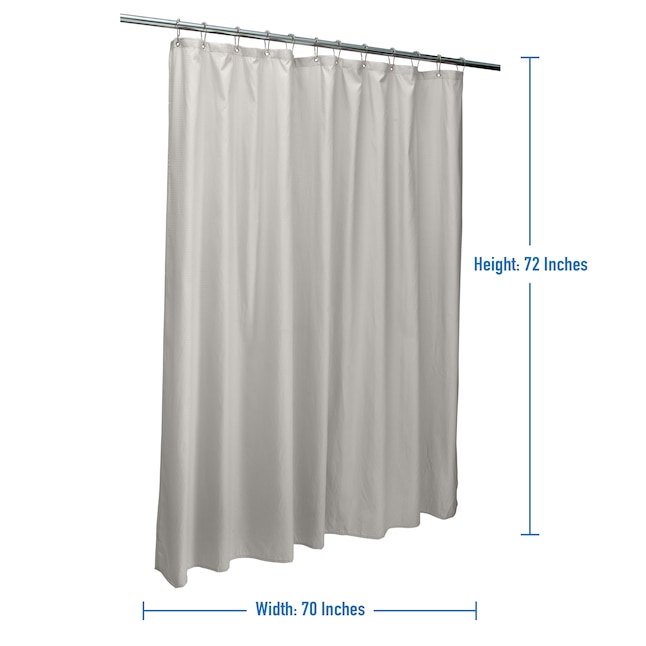 Polyester Silver Solid Shower Curtain, Shower Curtain Installation Height