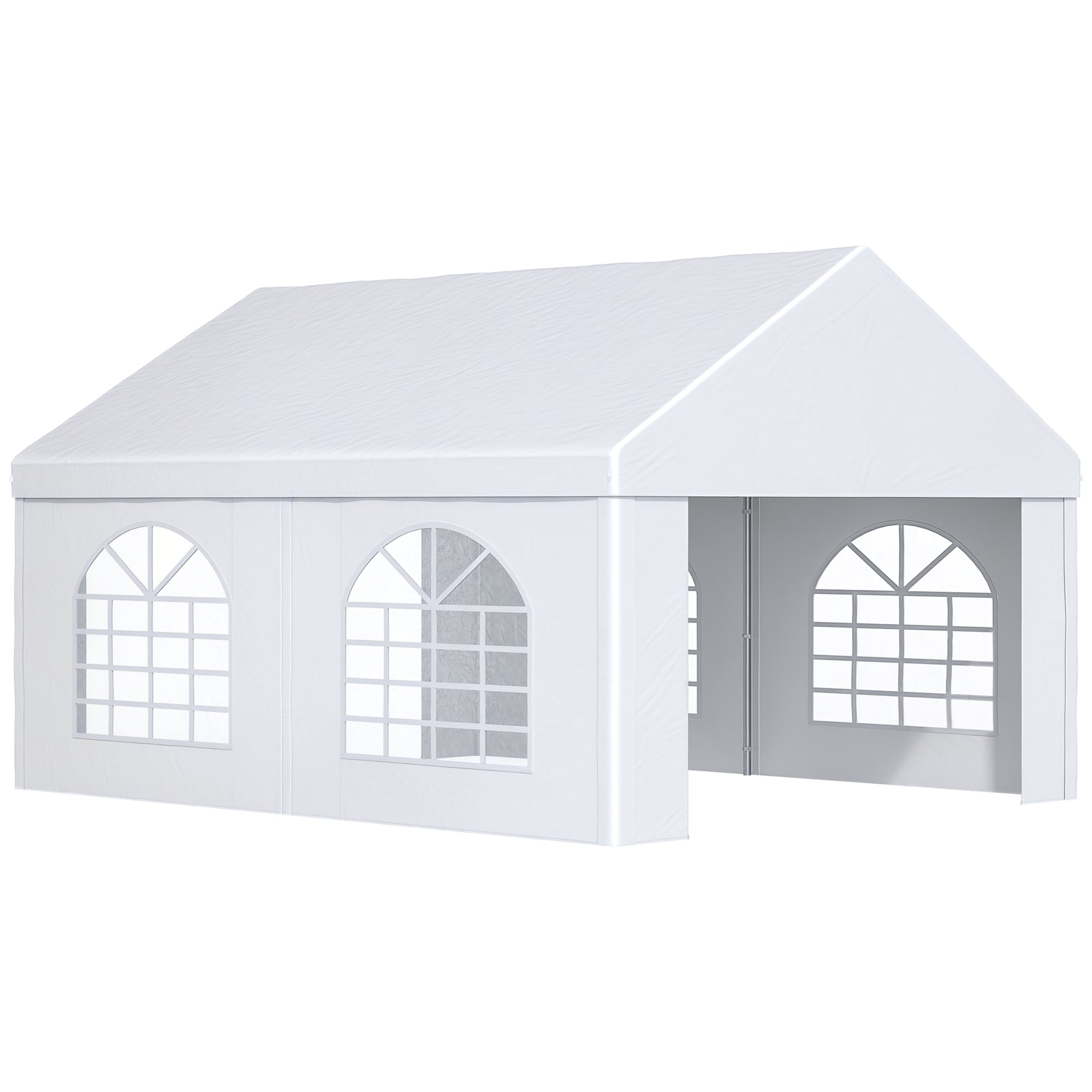 Outsunny 84C-375V00WT 13' x 16.5' Large Outdoor Carport Canopy Party Tent with Removable Protective Sidewalls  Versatile Uses White