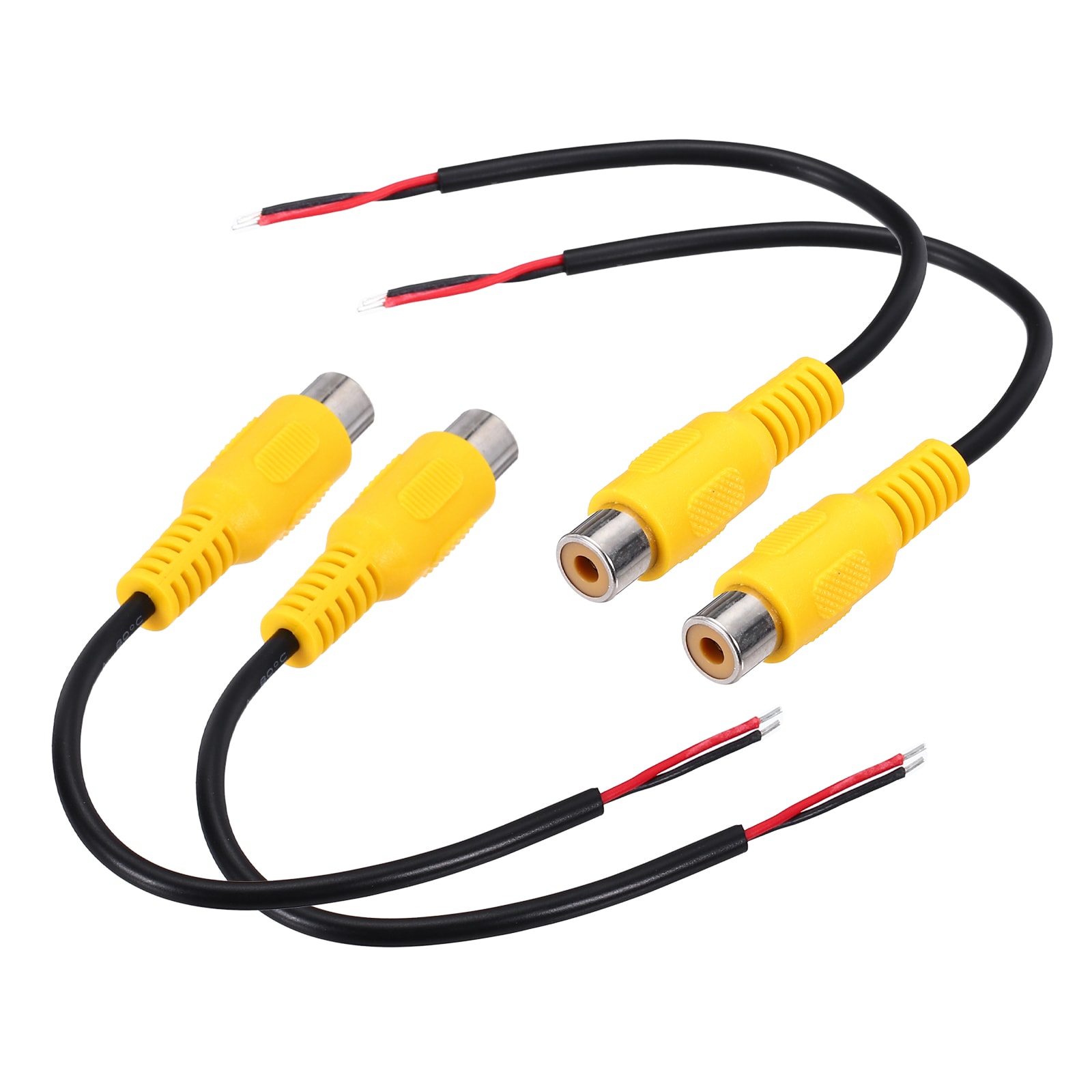 Unique Bargains 6 Inch Yellow RCA Female Plug Jack Connector Adapter to Bare Wire Open End Audio Video RCA Cable for Amplifier Speaker Wire 4pcs