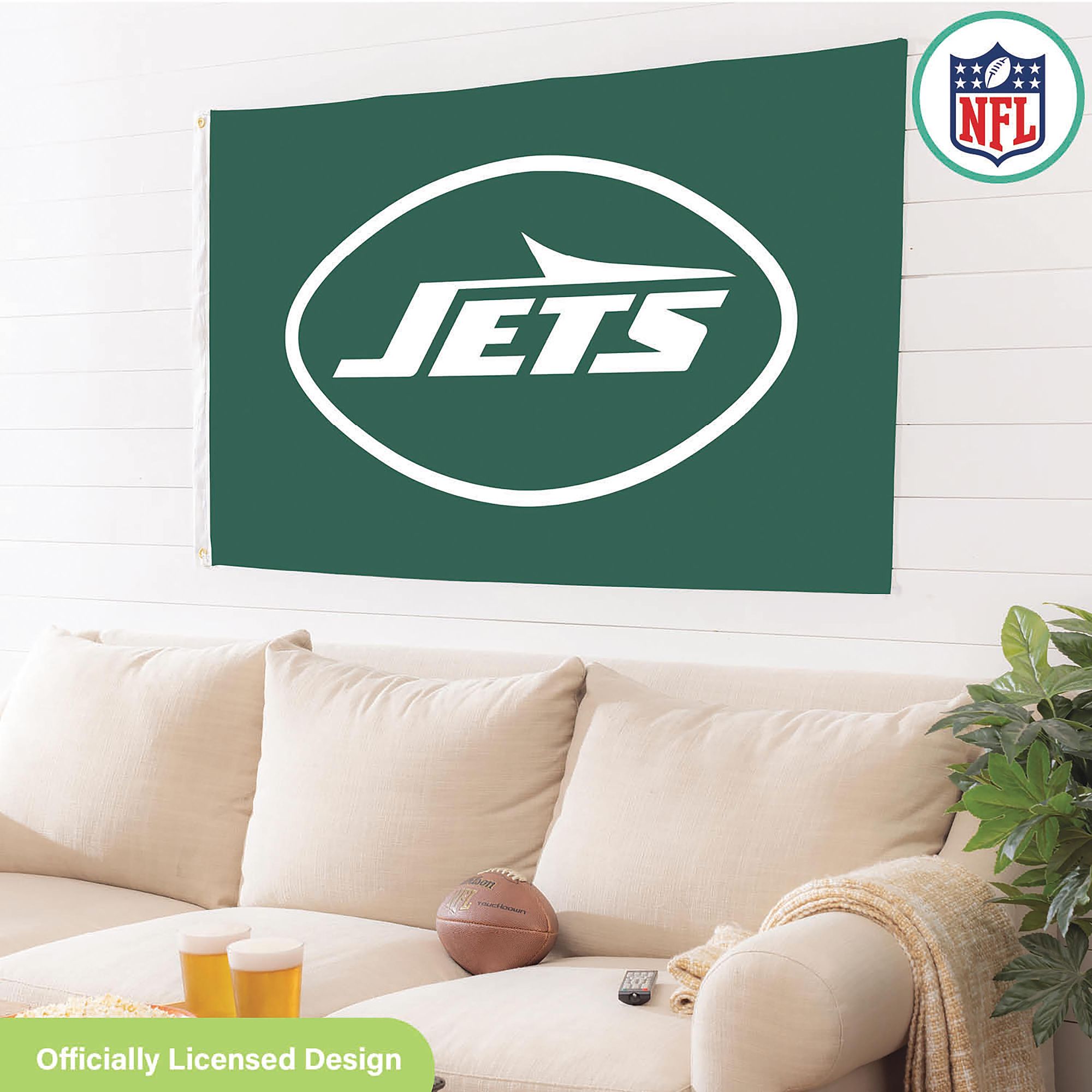 Team Sports America New York Jets 3x5 Outdoor Durable Flag with Grommets Heavy Duty