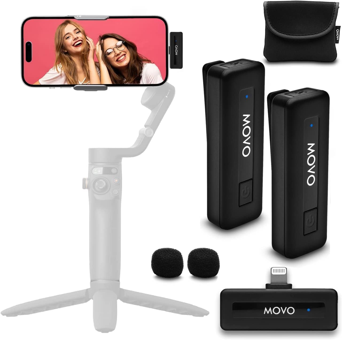 Movo  Wireless Mini DI Duo Ultra Compact Wireless Lavalier Microphones for iPhone