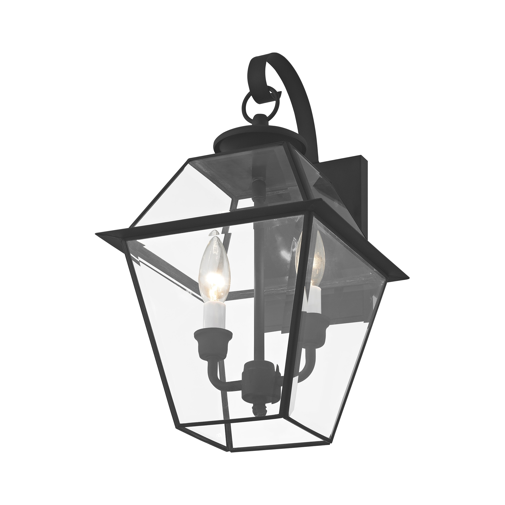 Charleston Elegance Black Brass Outdoor Lantern with Clear Beveled Glass