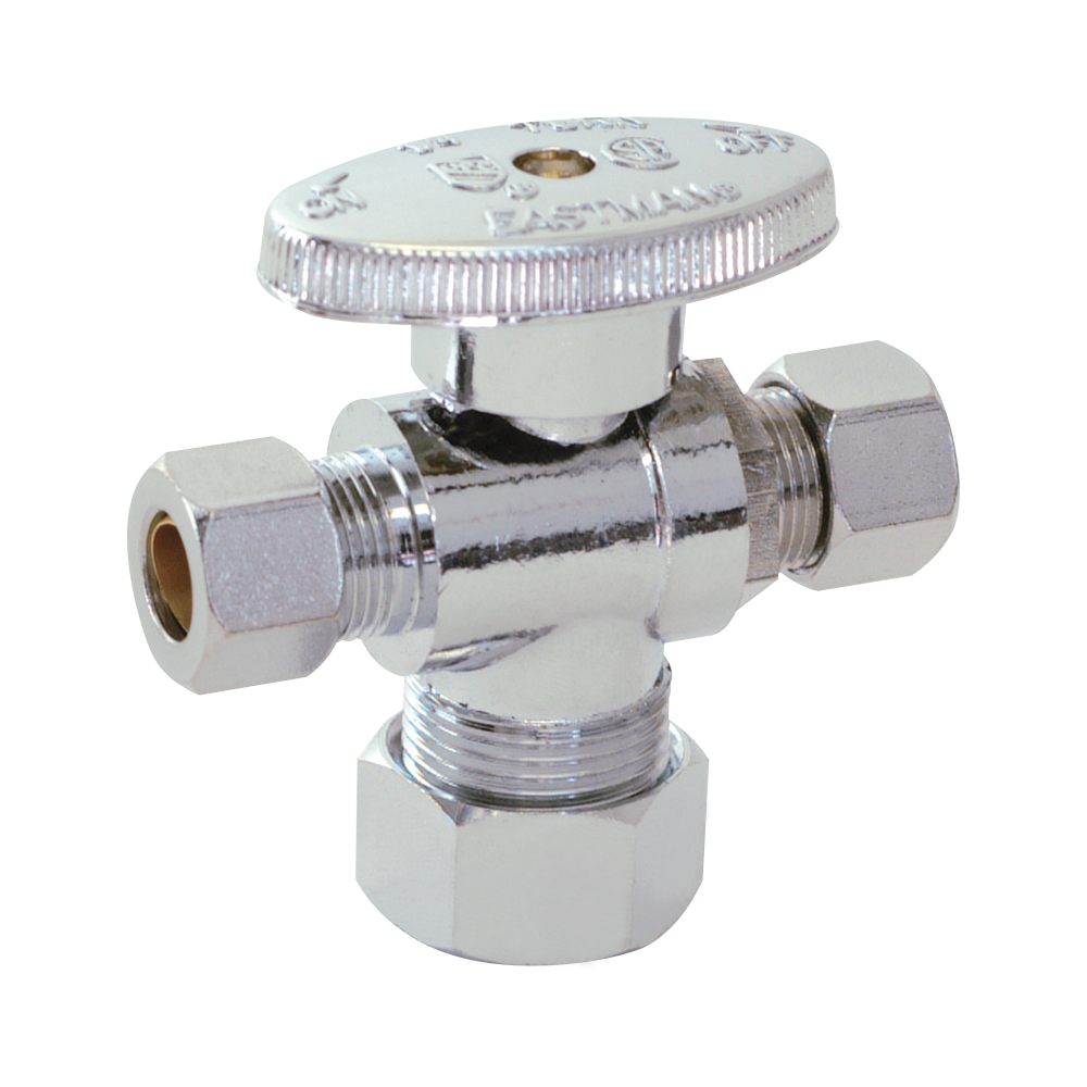 EASTMAN 48654LF 5/8-in Compression x 1/4-in Compression Brass Quarter Turn Stop and Waste Valve