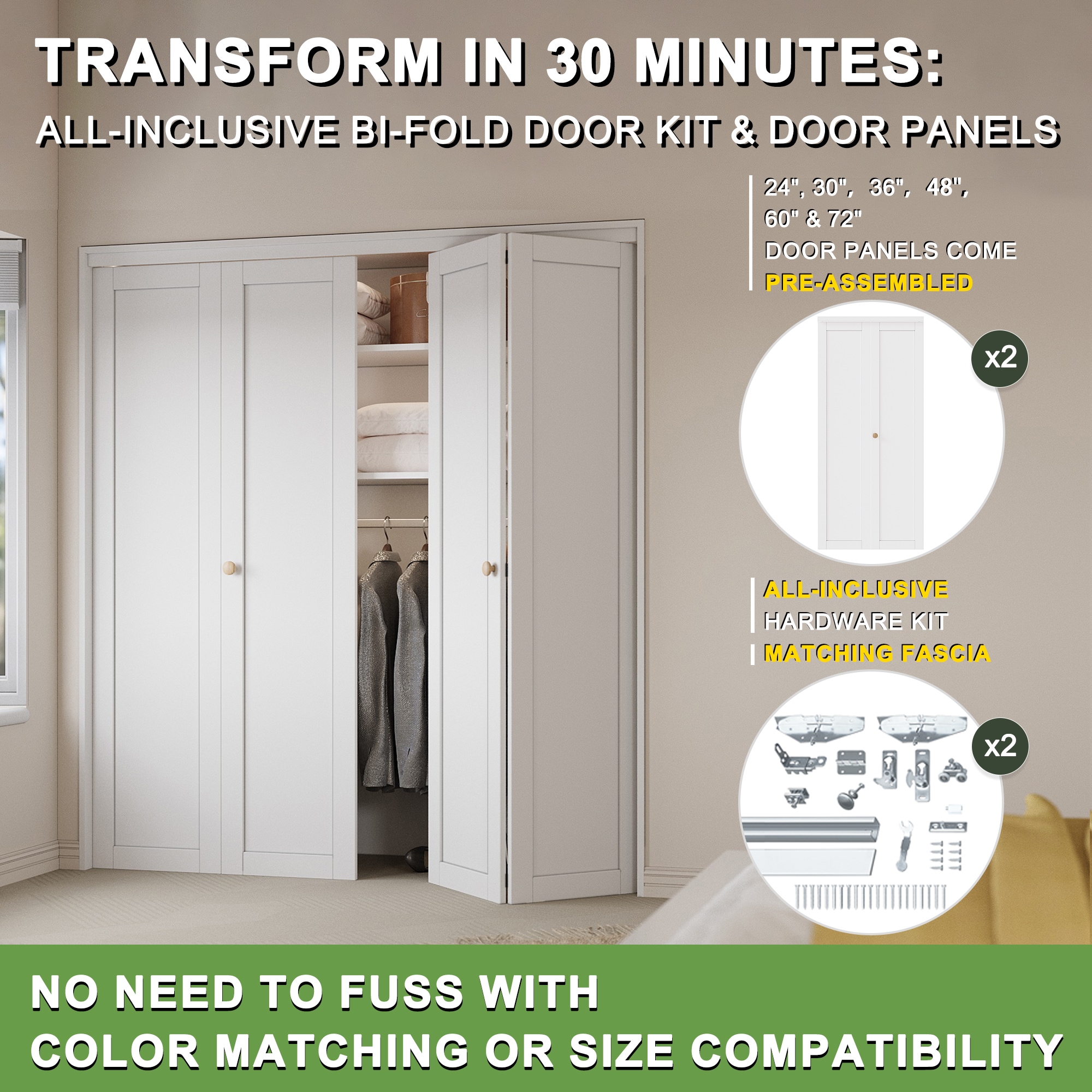JUJUBON IN-BIWT-BF-XB-3L-60 Bifold-Sliding-Closet-Doors - View #4