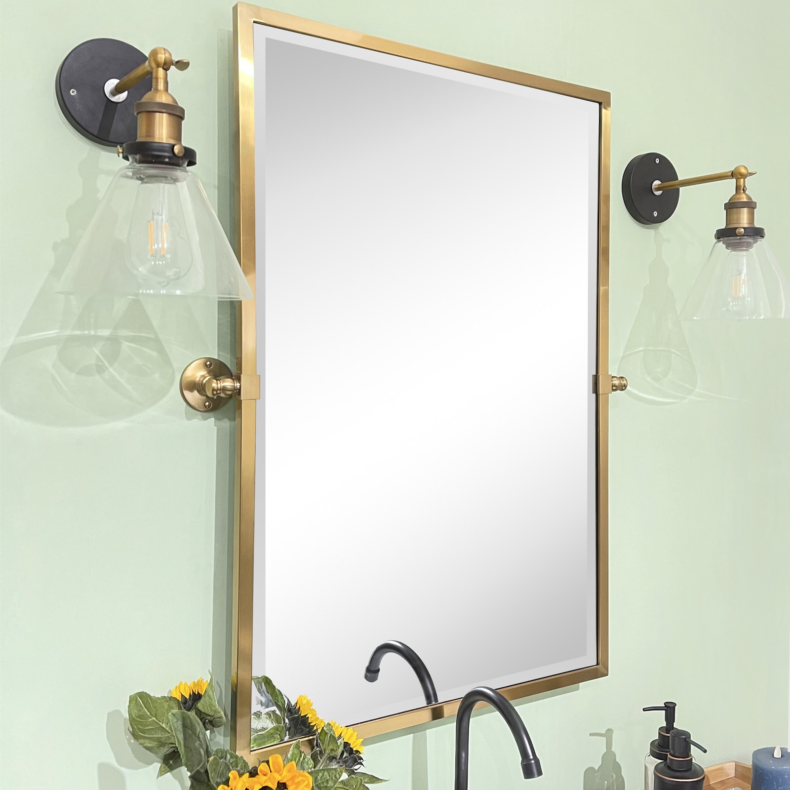 TEHOME Blakley Rectangle Wall Mirror 24-in X 36-in Tilting Bathroom ...