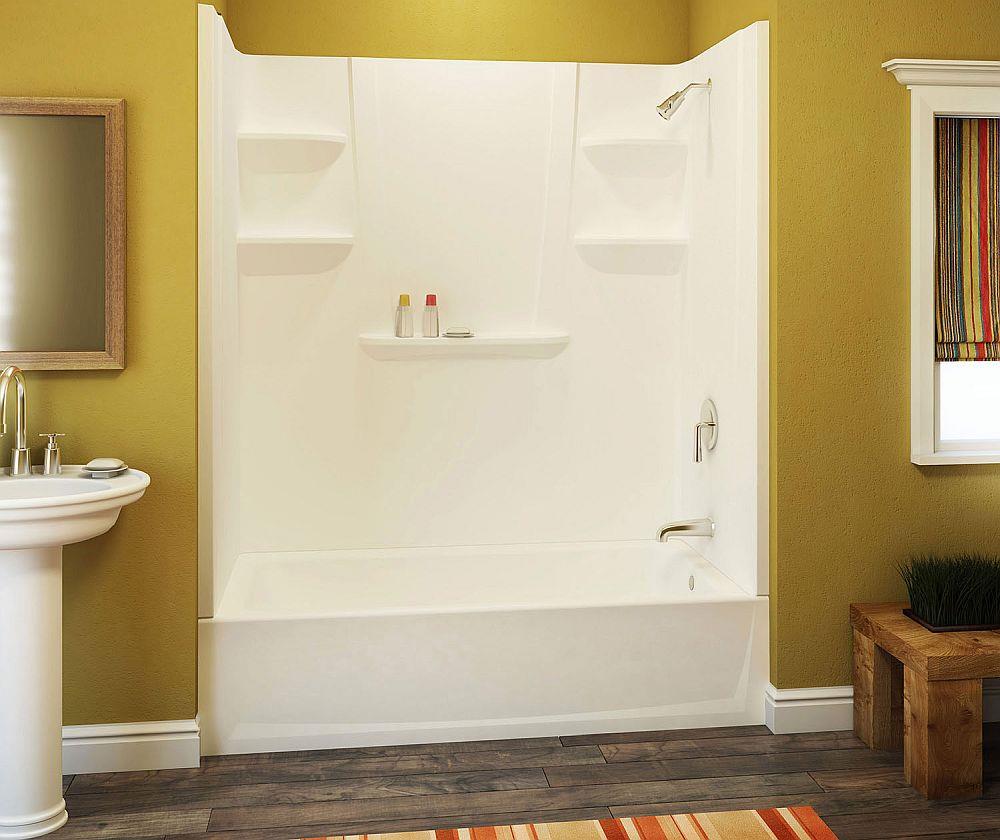 A2 Biscuit 4-Piece 60-in x 30-in x 76-in Bathtub & Shower Combination ...