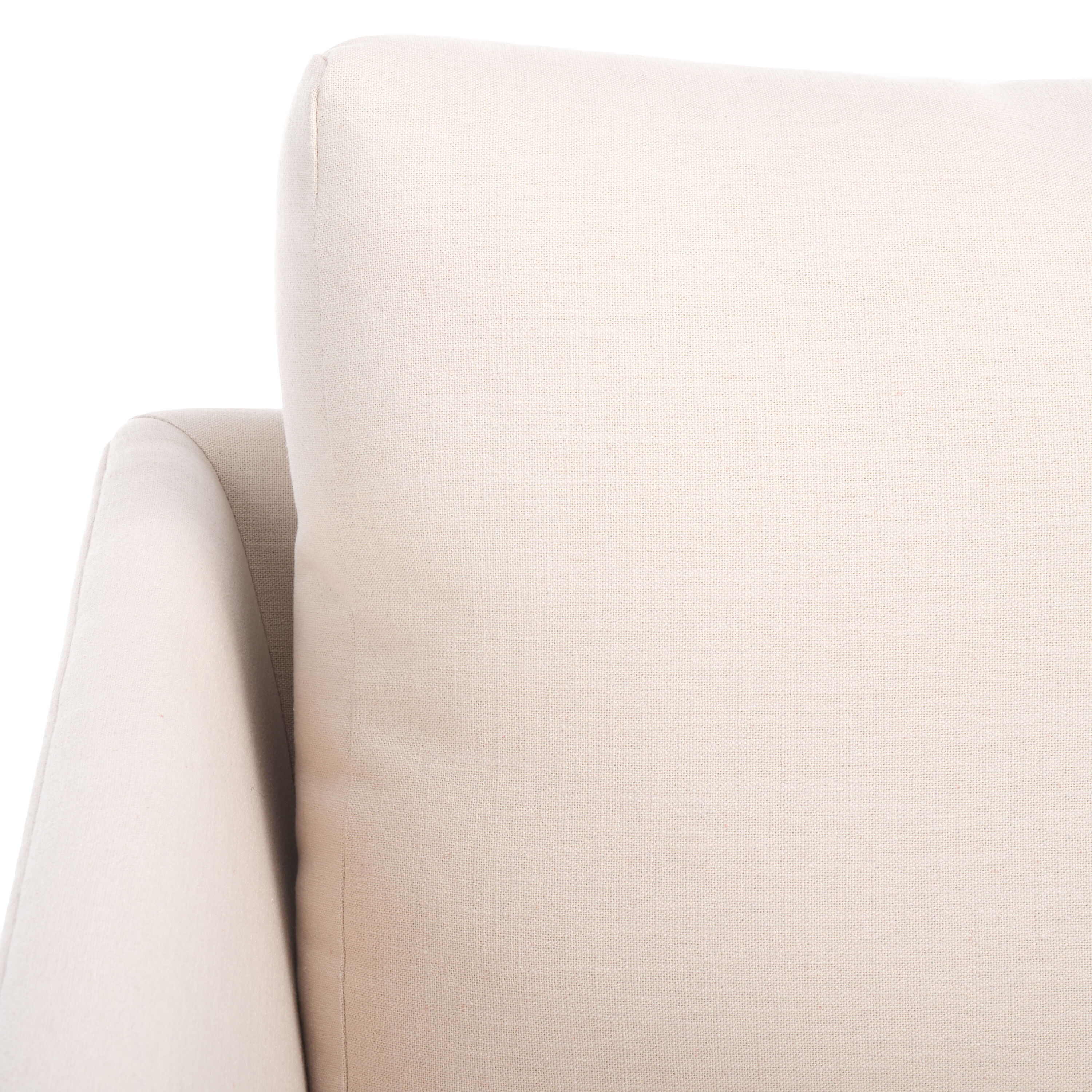 Bone Fabric Accent Chair with White-Washed Wood Legs