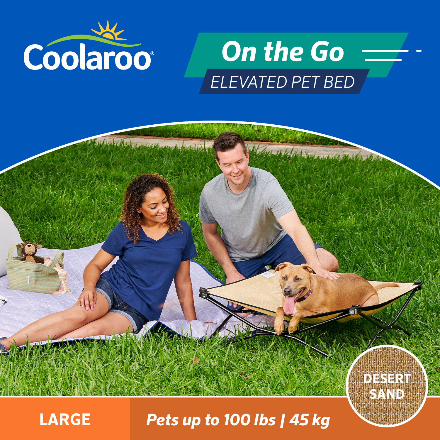 Coolaroo Square On The Go Outdoor Bed Large in Brown 461041