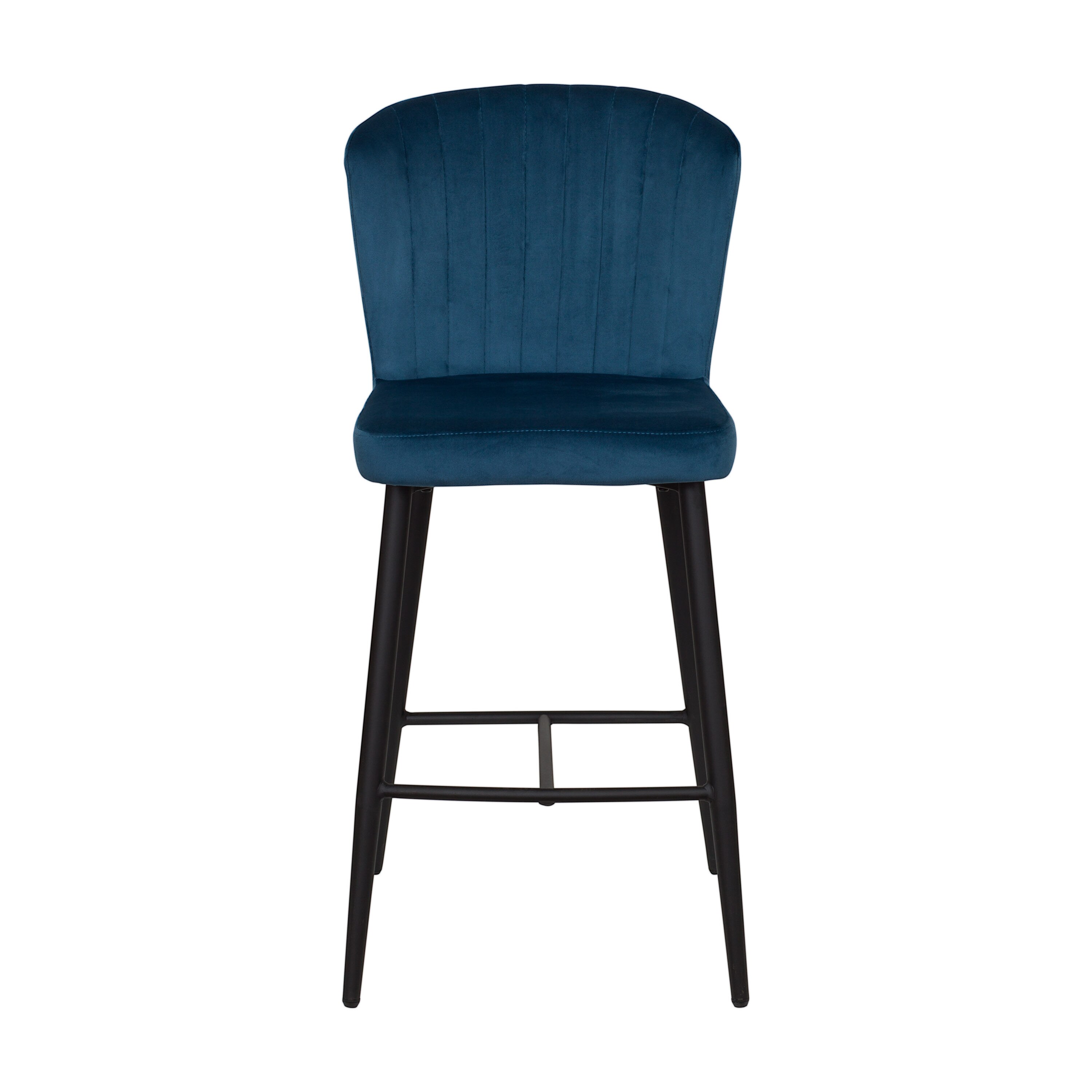 Jasper Navy Blue Velvet Counter Height Barstools, Set of 2