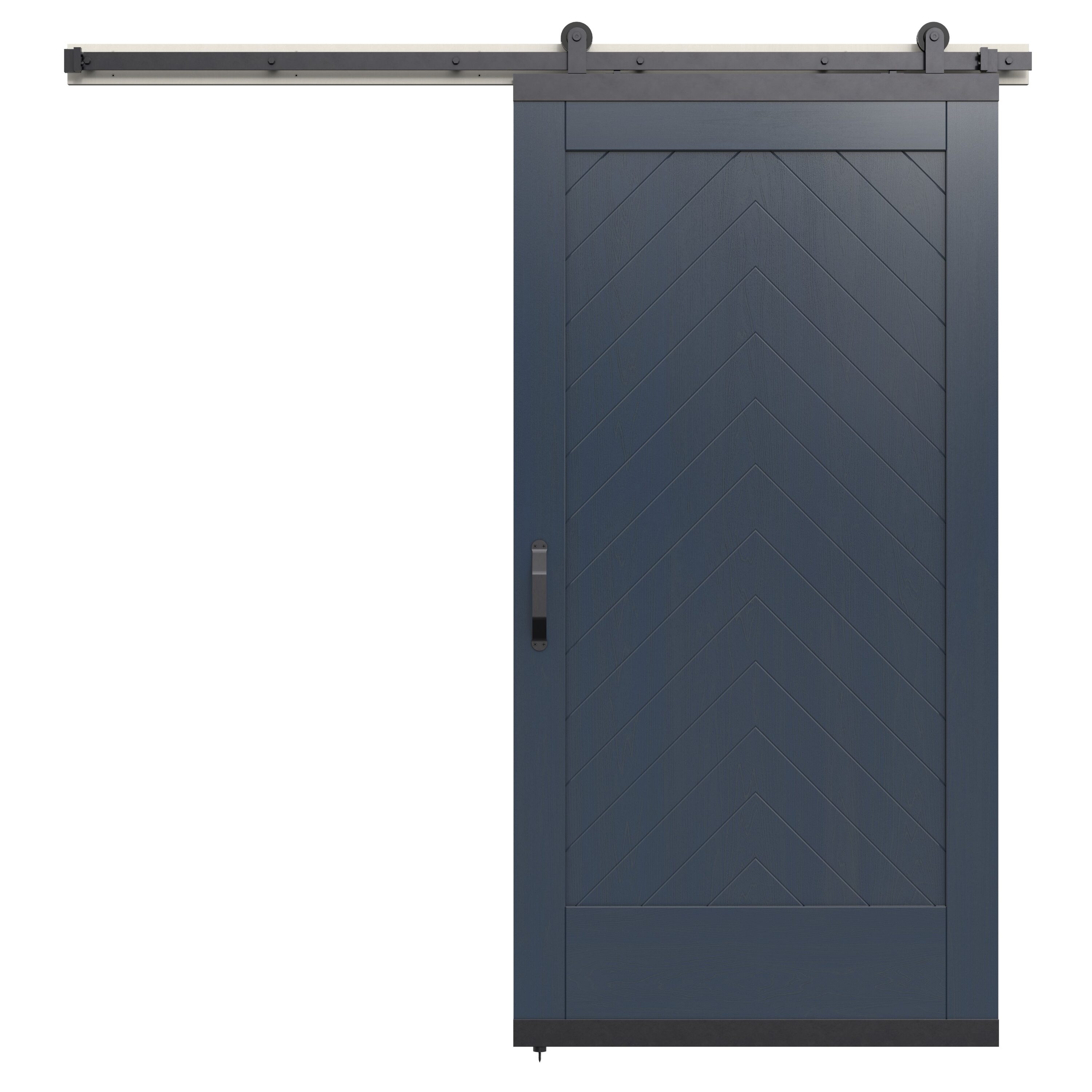 JELD-WEN LOWOLJW248500052 42-in x 96-in Maritime Blue Chevron Maple Wood Solid core Single Barn Door (Hardware Included)