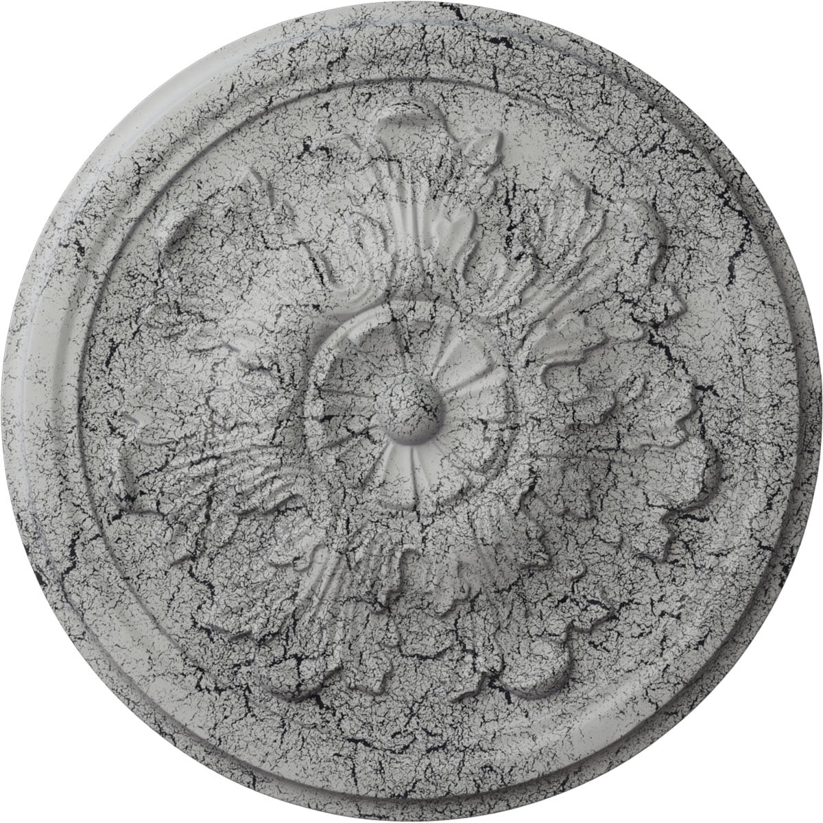 Ekena Millwork CM12LEUWC Legacy Acanthus 12.75-in W x 12.75-in L Painted Ultra Pure White Crackle Polyurethane Whole Ceiling Medallion