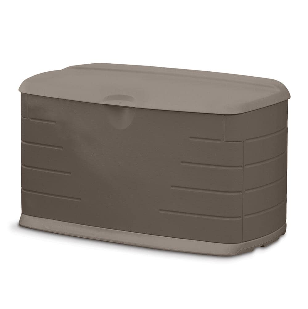 Rubbermaid Split-Lid Resin Weather Resistant Outdoor Storage Shed, Olive  and Sandstone, for Garden/Backyard/Home/Pool