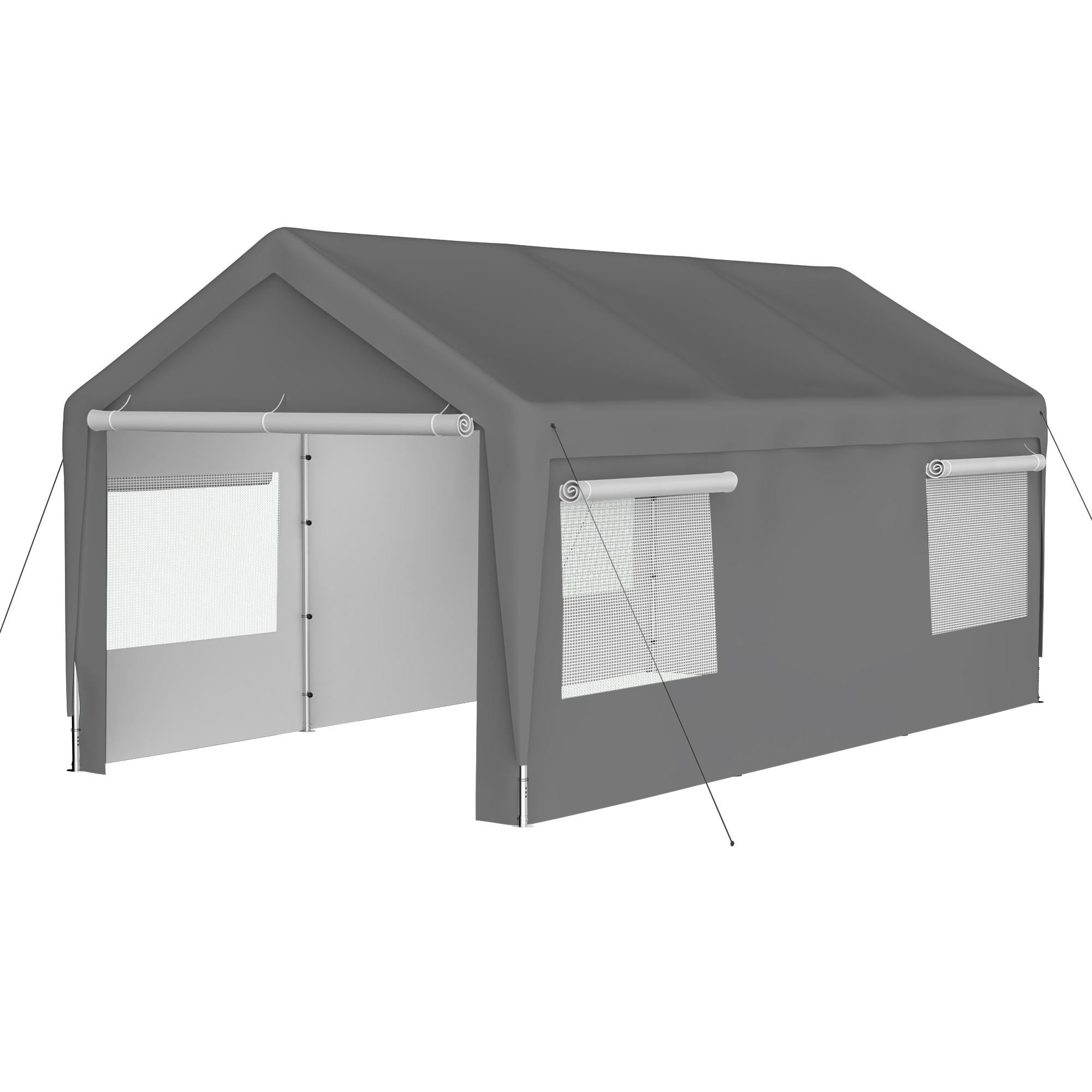 Lycvki CP-1 10.2-Feet W x 19.45-Feet L x 9.08-Feet H Grey Metal Carport with Polycarbonate Roof