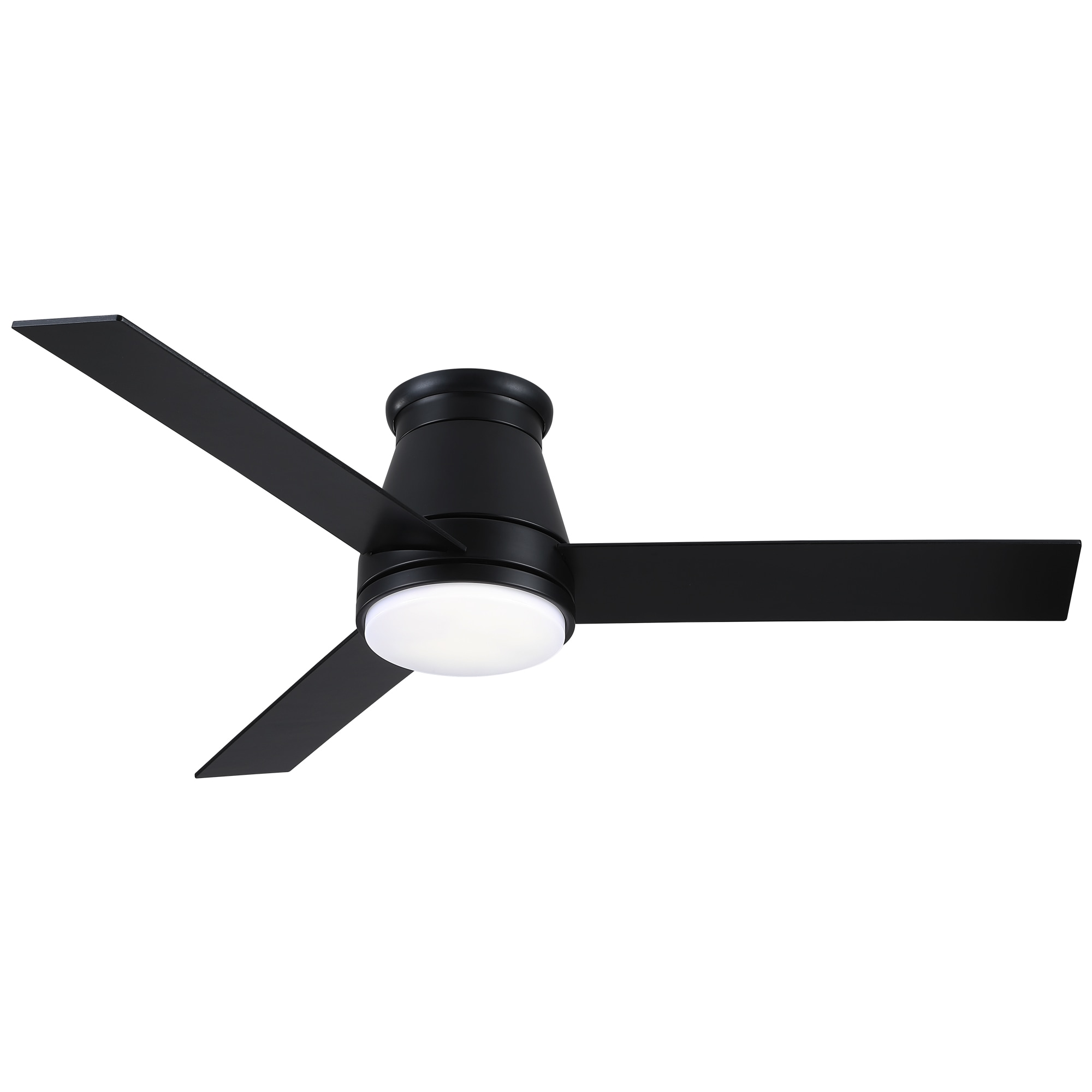 WELLFOR SYMBE-39942 48-in Color-Changing Integrated LED Flush Mount Black with Matte Blades Propeller Ceiling Fan With Light - Remote Included ( 3 -Blade )