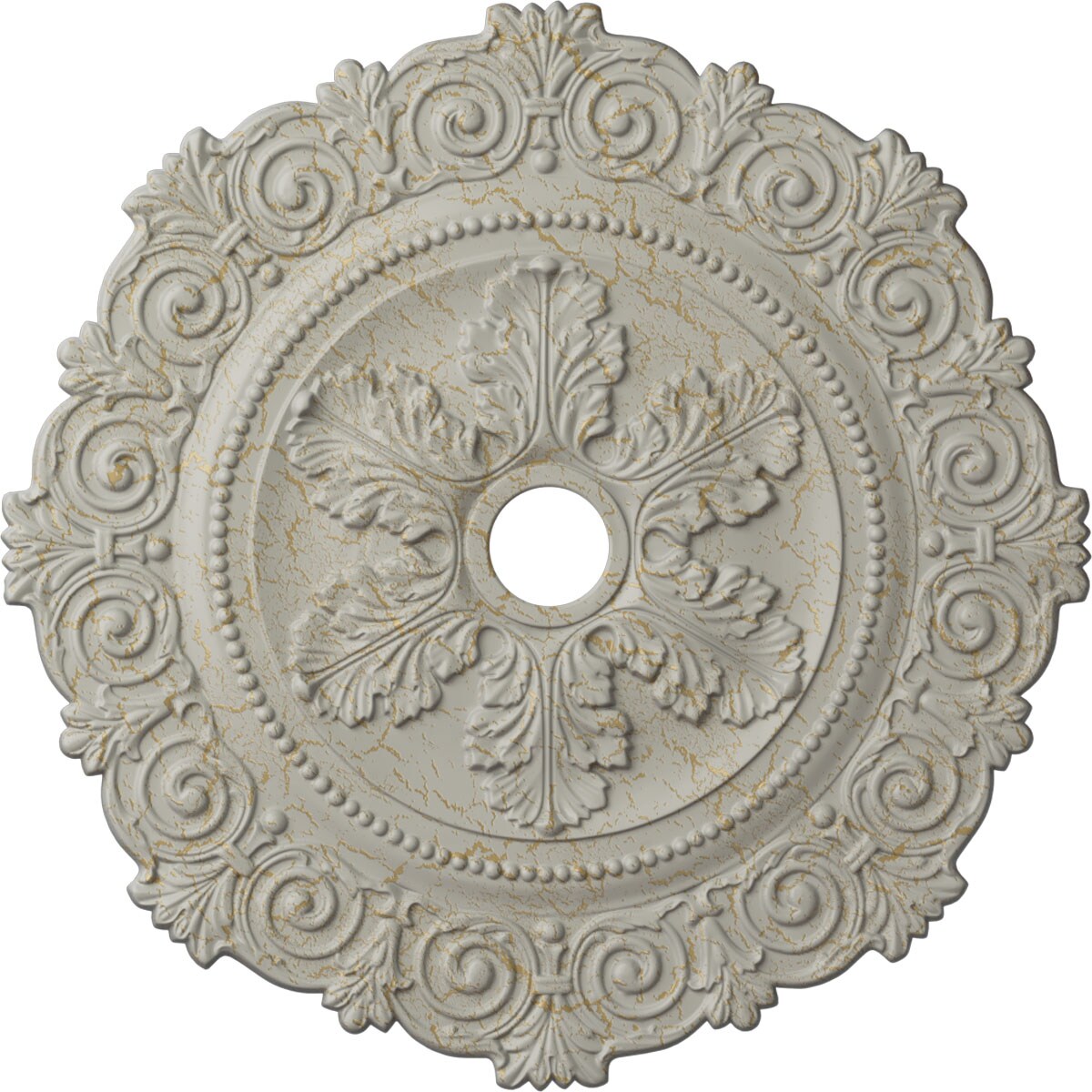Ekena Millwork CM33SCPCC Scroll 33.25-in W x 33.25-in L Painted Pot Of Cream Crackle Polyurethane Whole Ceiling Medallion
