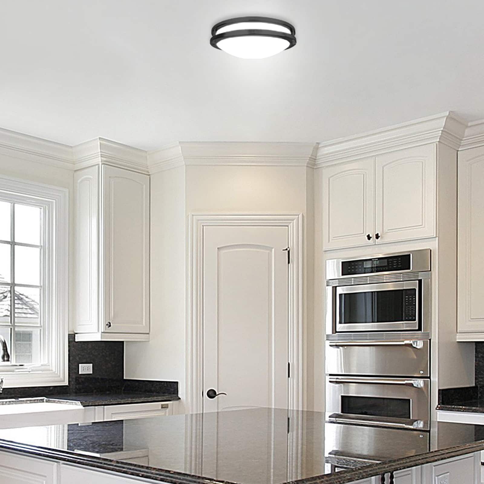 Matte Black Luxe LED Flush Mount Ceiling Light, 5-Color Temperature Selectable