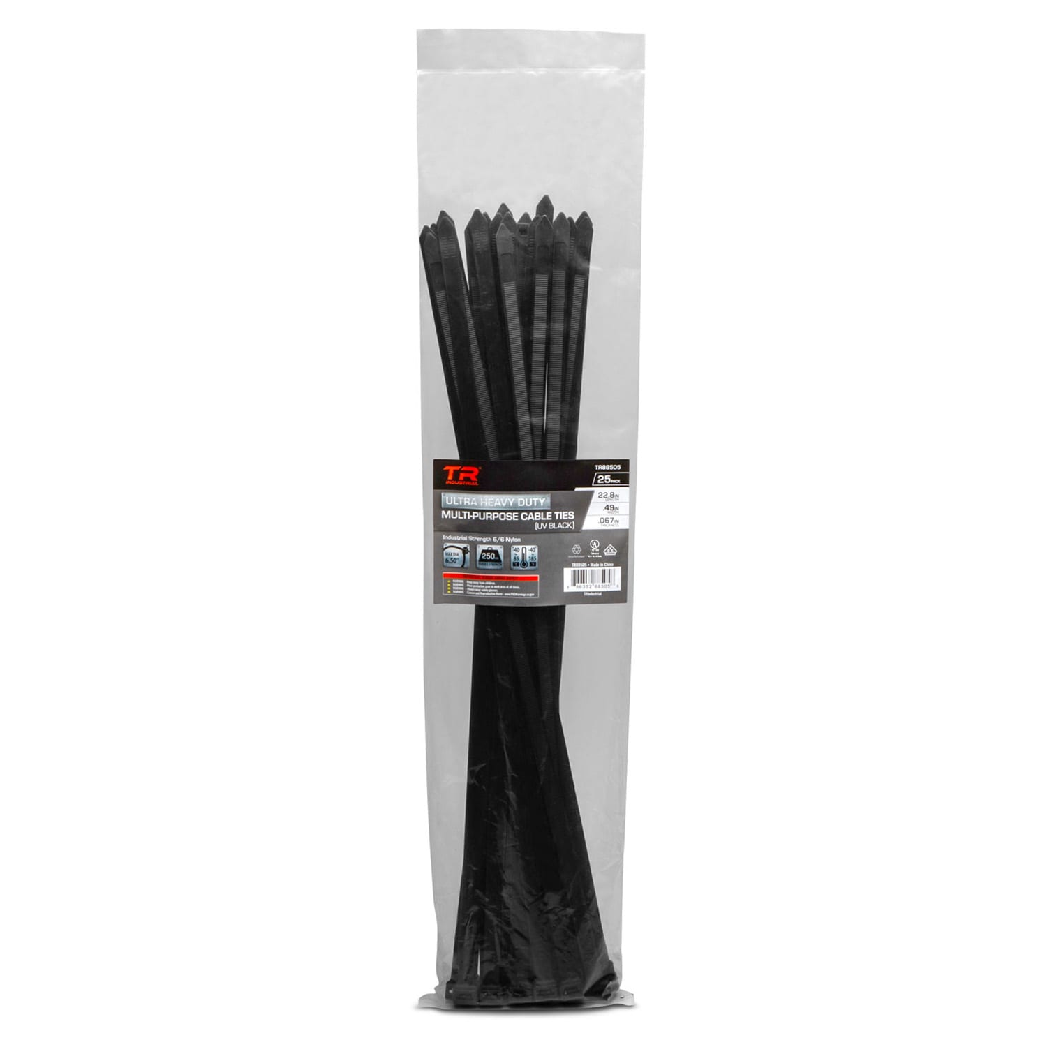TR Ties Extra Wide Plastic Cable Ties - Black/White, Black : :  DIY & Tools