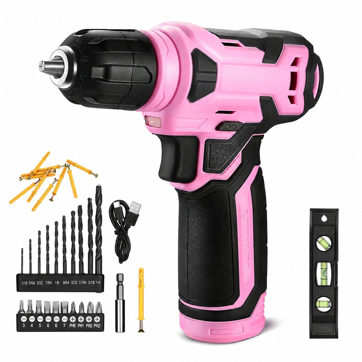 Linder Group Inc - 8V Cordless Drill Set with 3 8 Inch Keyless Chuck 42pcs Accessories Built in L...