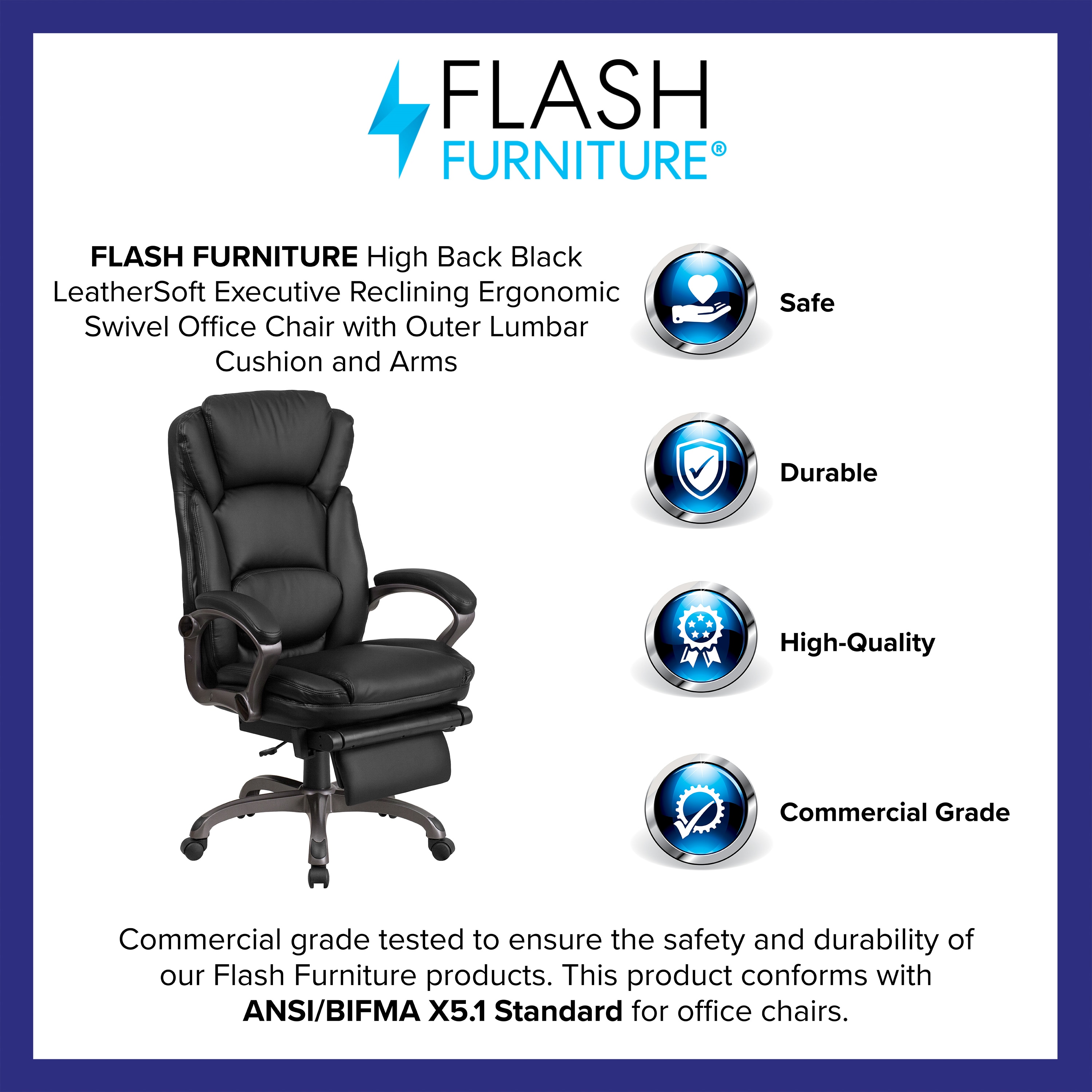 Executive High-Back Black LeatherSoft Swivel Office Chair