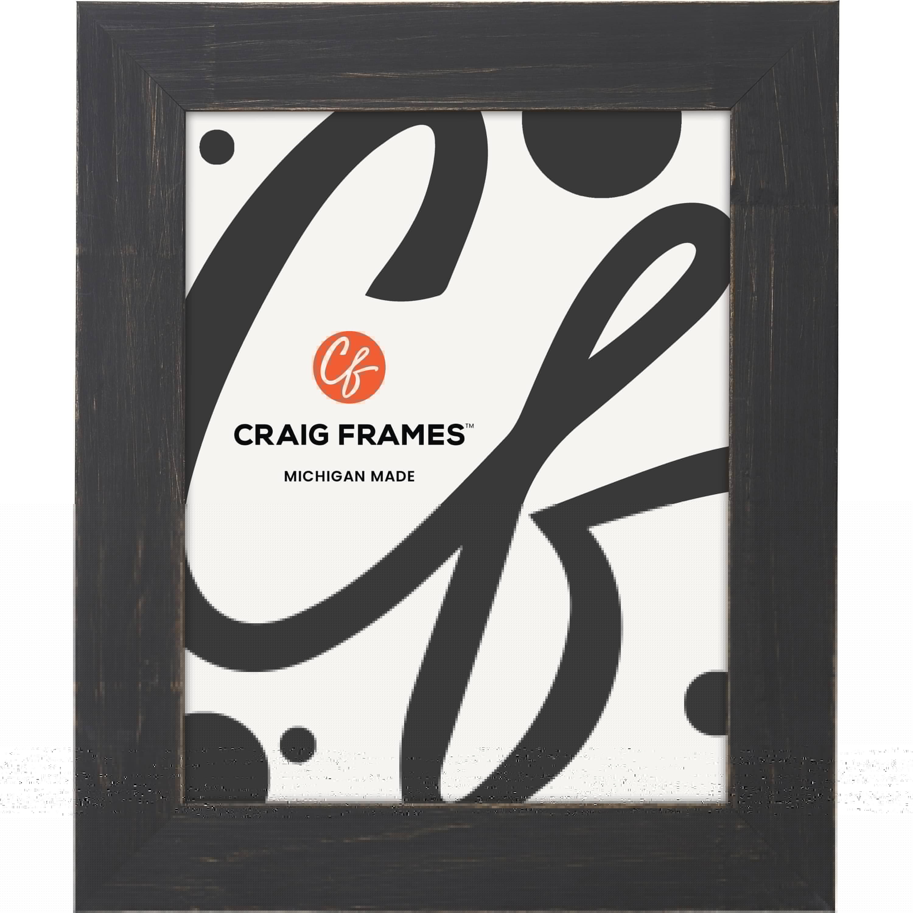 Craig Frames - 12x20 Picture Frame Charcoal Black Jasper Style B920 1.5 Inch Wood Moulding Includ...