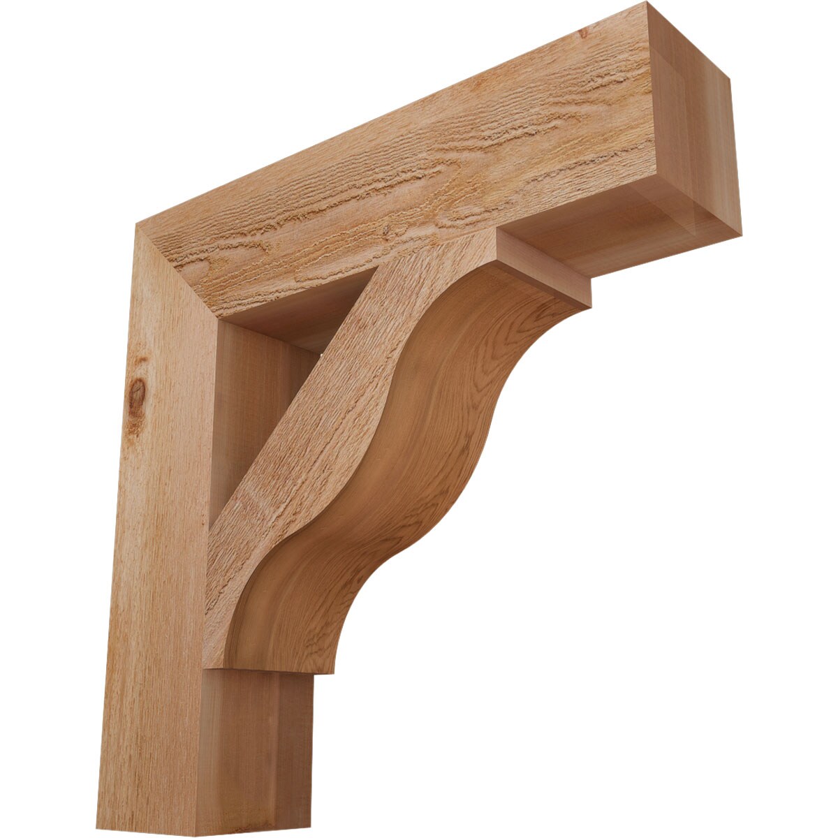 Ekena Millwork BKT06X26X26FST05RWR Funston Block Rough Sawn 6-in x 26-in x 26-in Western red cedar Brown Wood Standard bracket