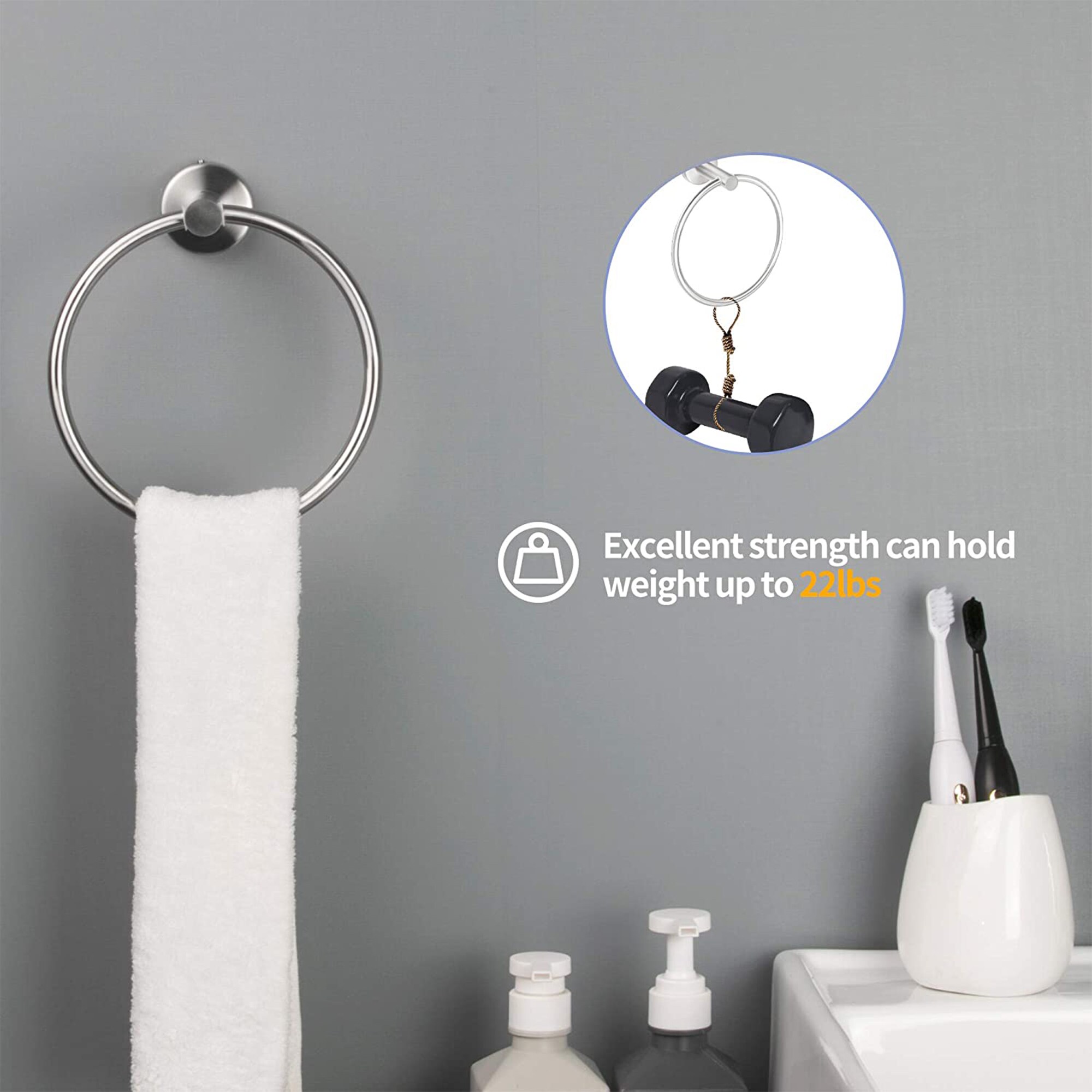 6-Piece Wall Mounted Bathroom Hardware Set - Brushed Nickel