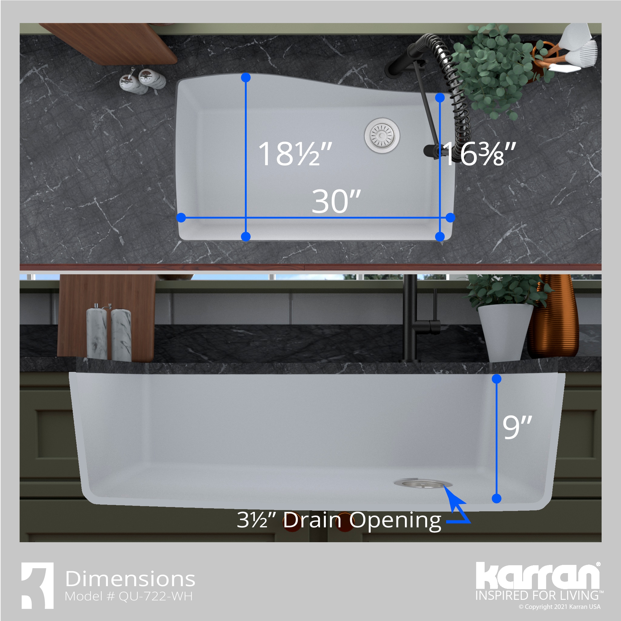 Karran QU-722-WH-PK1 Kitchen-Sinks - View #9