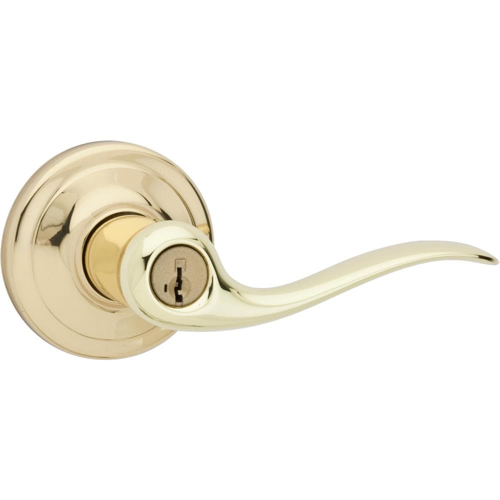 Kwikset Signatures Tustin Polished Brass Universal Exterior Keyed Entry  Door Handle with Smartkey (20-Pack) in the Door Handles department at 