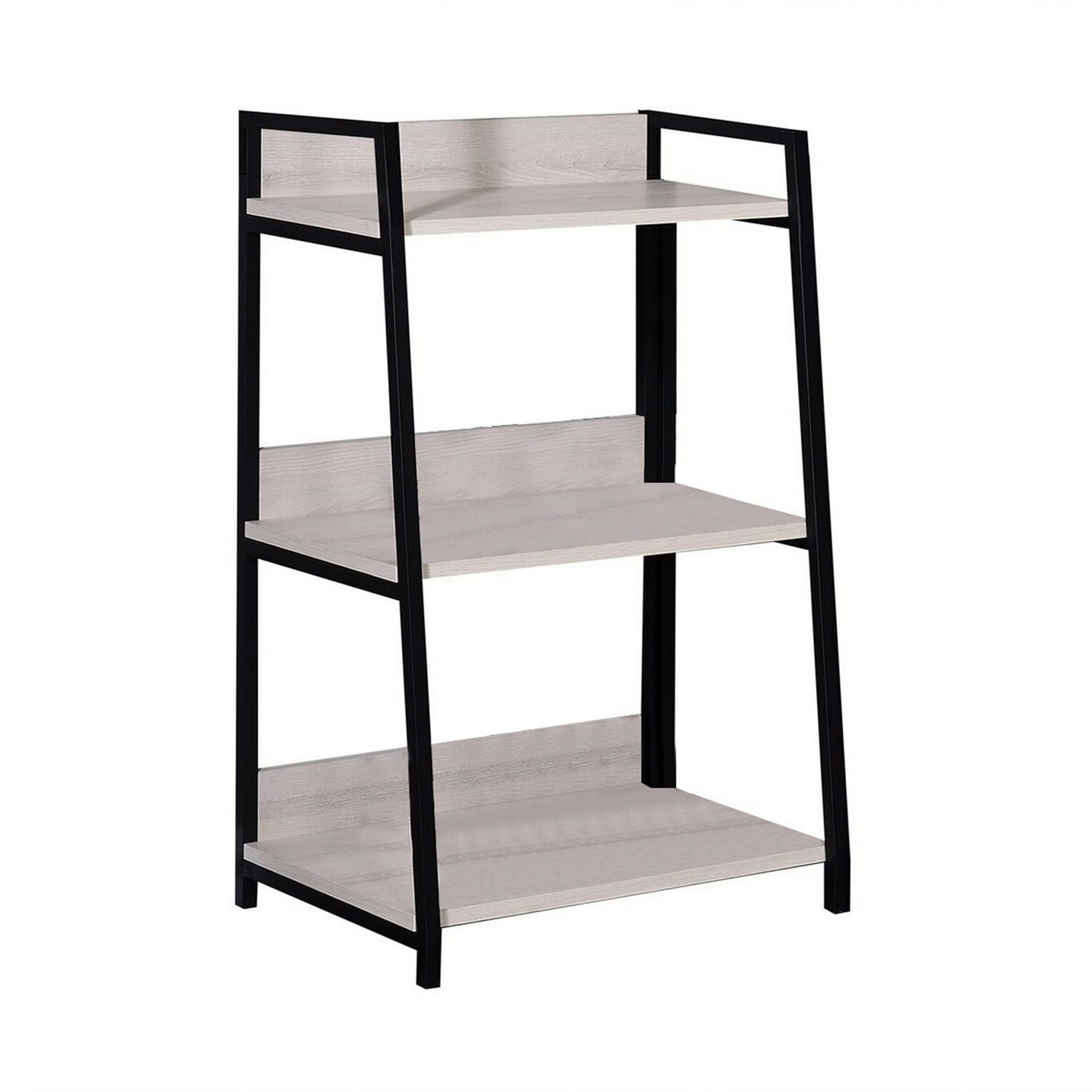 Benzara BM211103 White and Black Metal 3-Shelf Bookcase (16-in W x 37-in H x 24-in D)