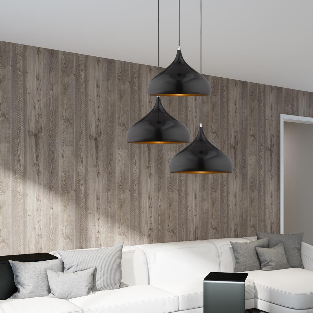Shiny Black and Gold Mini Pendant Light