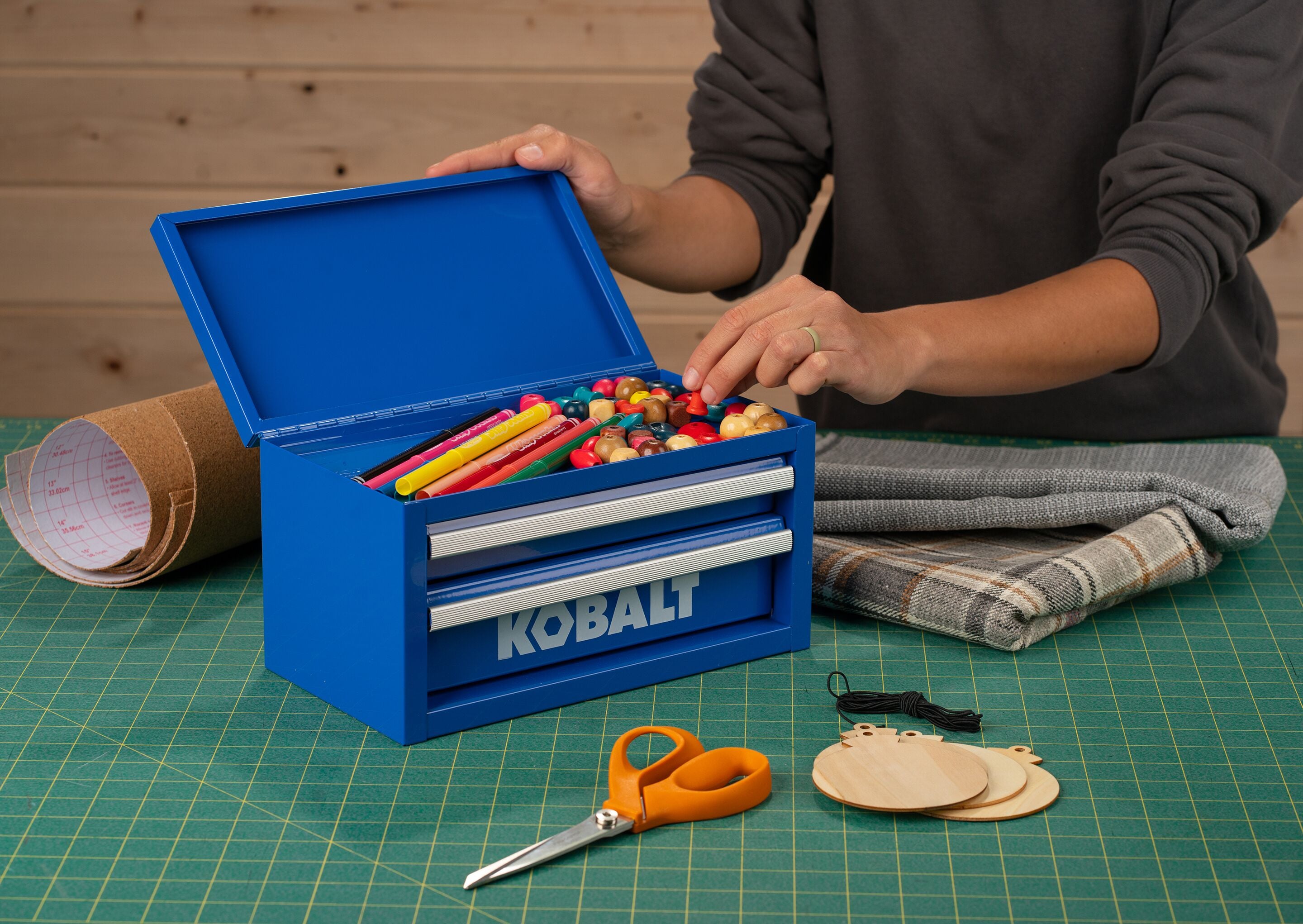 Kobalt Mini 10.83-in 2-Drawer Red Steel Tool Box in the Portable