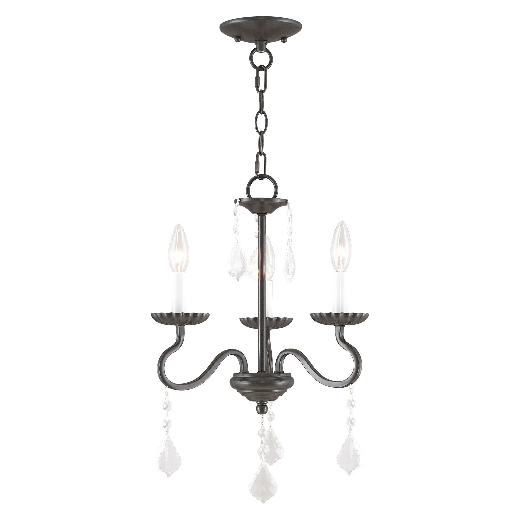 Livex Lighting 40773-92 Callisto 3 -Light Matte Bronze Traditional Crystal For Use in Bathrooms, Bedrooms, Dining Rooms, Foyers, Kitchens, Living Rooms Chandelier