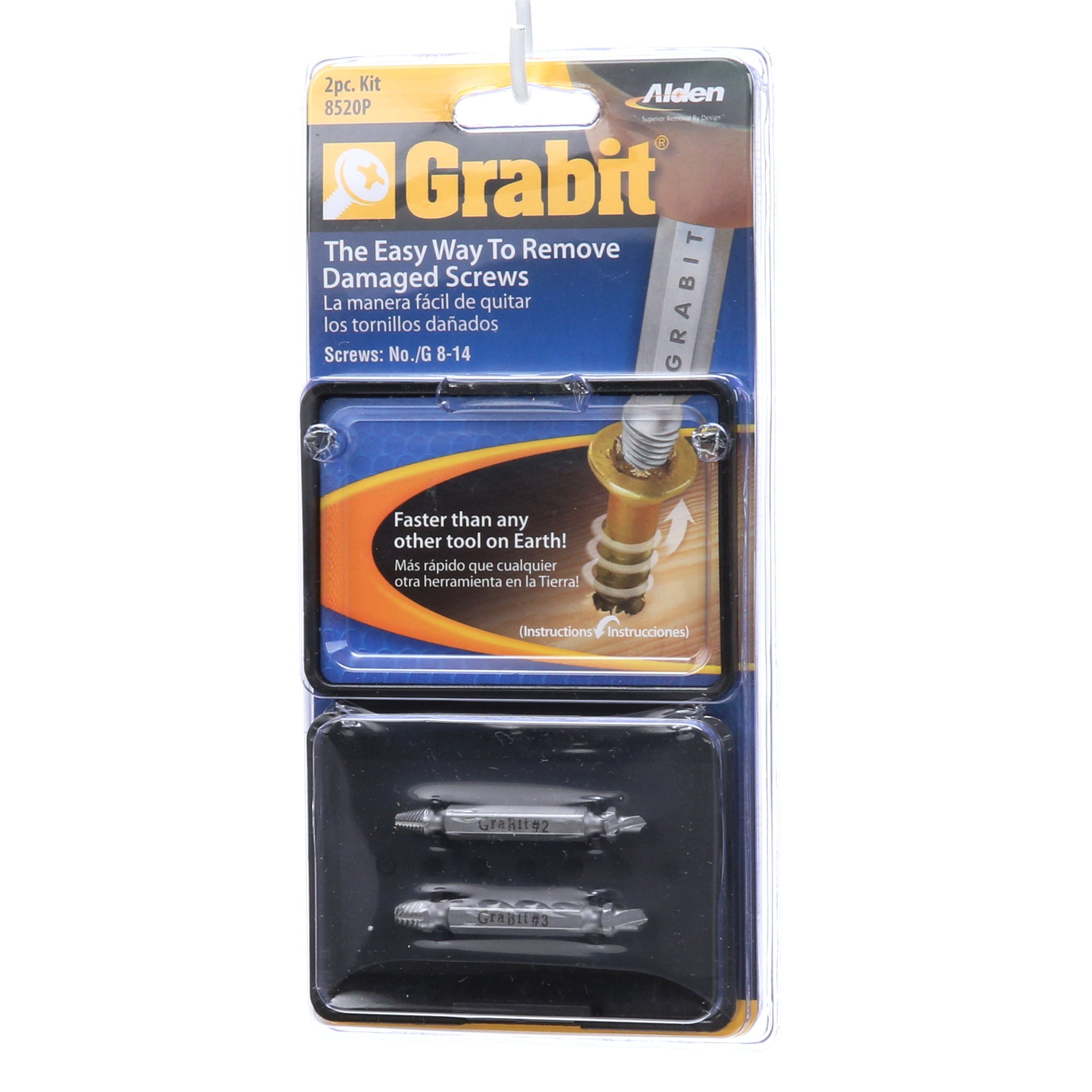 Grabit Broken Bolt and Damaged Screw Extractor Kit (2pc / Size 4 - 10)