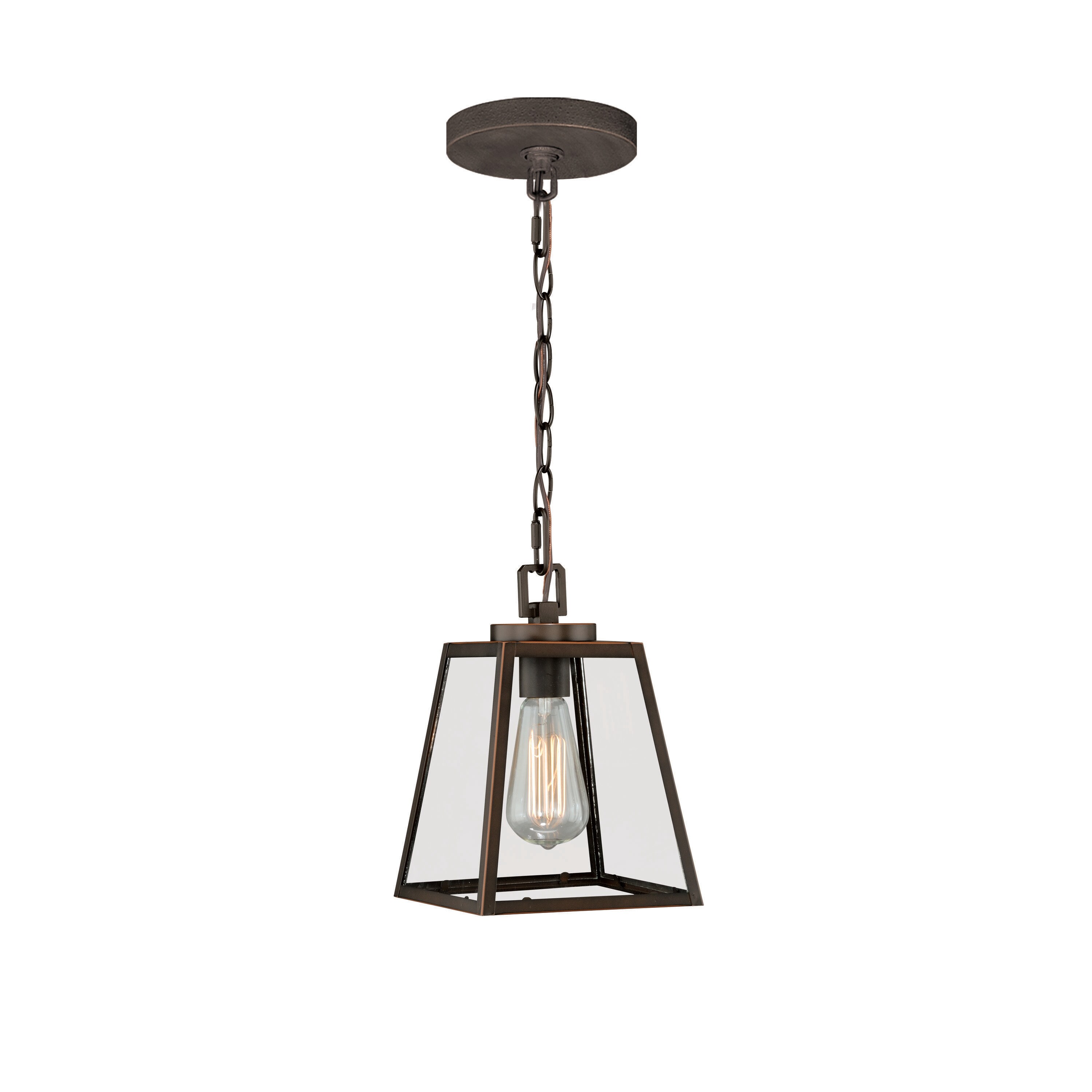 Burnished Bronze 7" Mini Pendant with Clear Glass