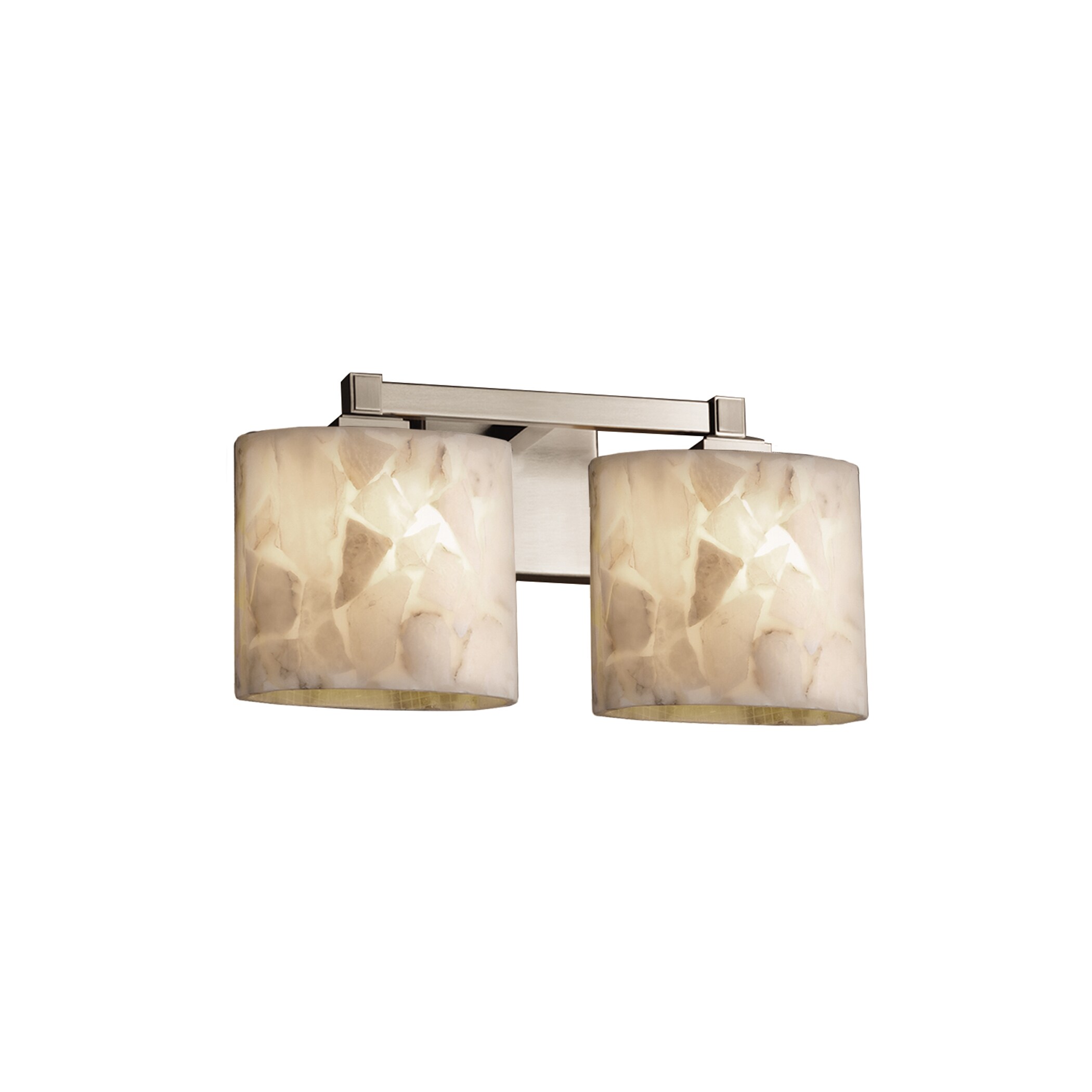 Justice Design Group ALR-8432-30-NC-LED2 Alabaster Rocks 15.5-in 2-Light Brushed Nickel LED Transitional Vanity Light