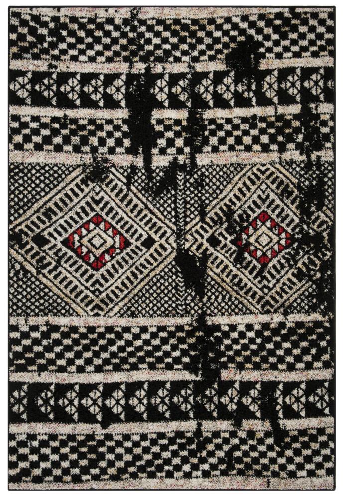 Safavieh ADR202Z-4 Adirondack Zabi 4 x 6 (ft) Loomed Polypropylene Black/Light Gray Rectangular Indoor Abstract Bohemian/Eclectic Area rug