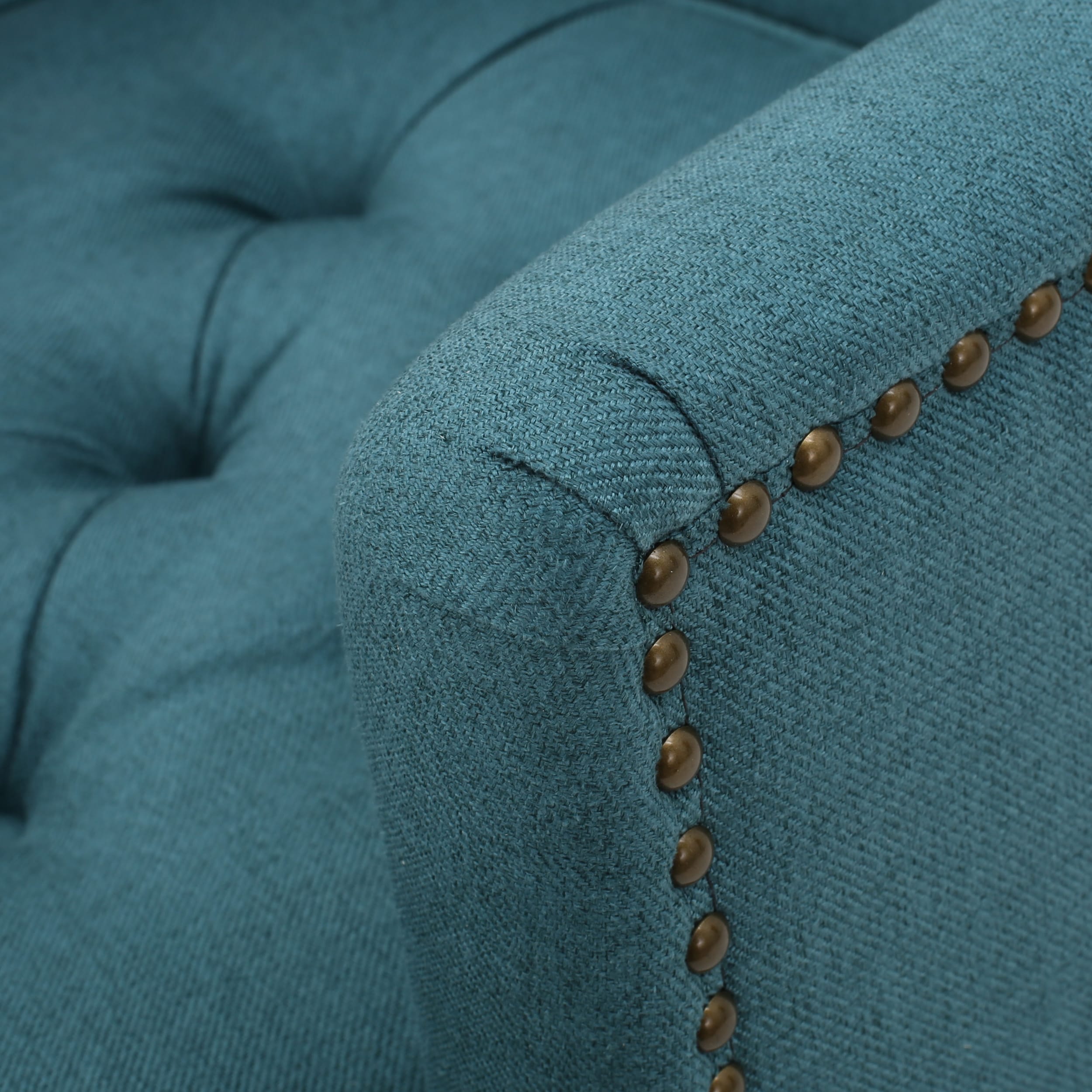 Handcrafted Medford Teal Linen Floral Accent Chair