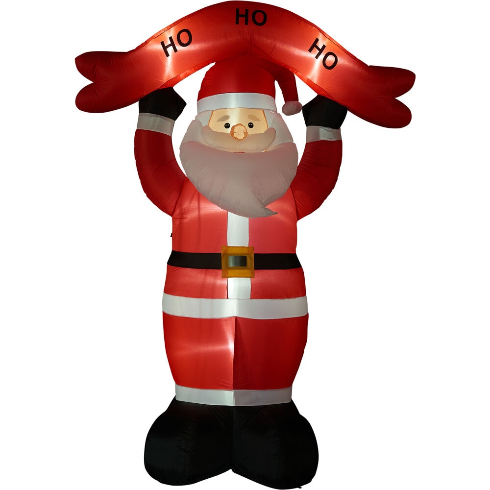 Fraser Hill Farm 10-ft Lighted Santa Christmas Inflatable in the ...