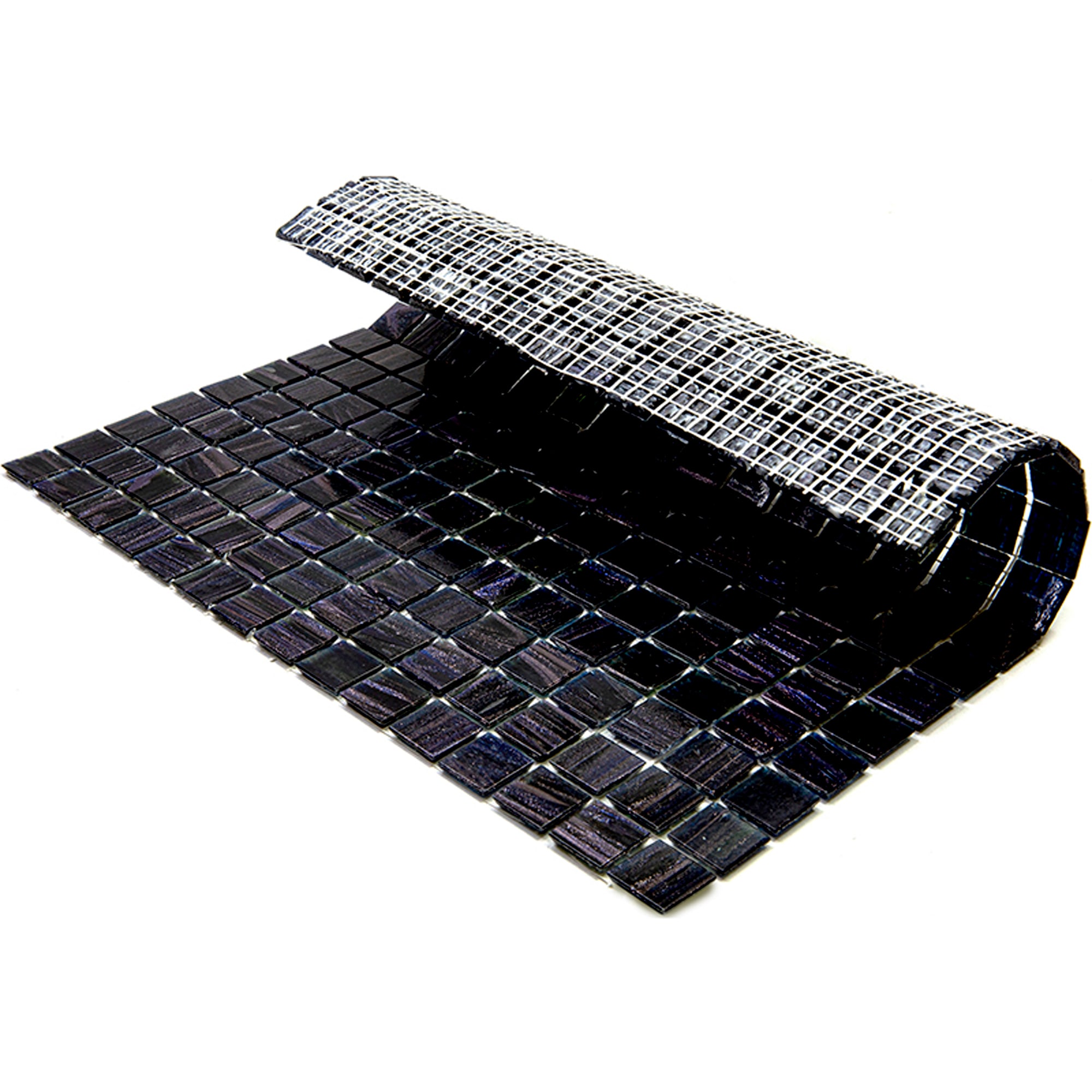 Celestial 12 in. x 12 in. Glossy Oil Black Glass Mosaic Tile