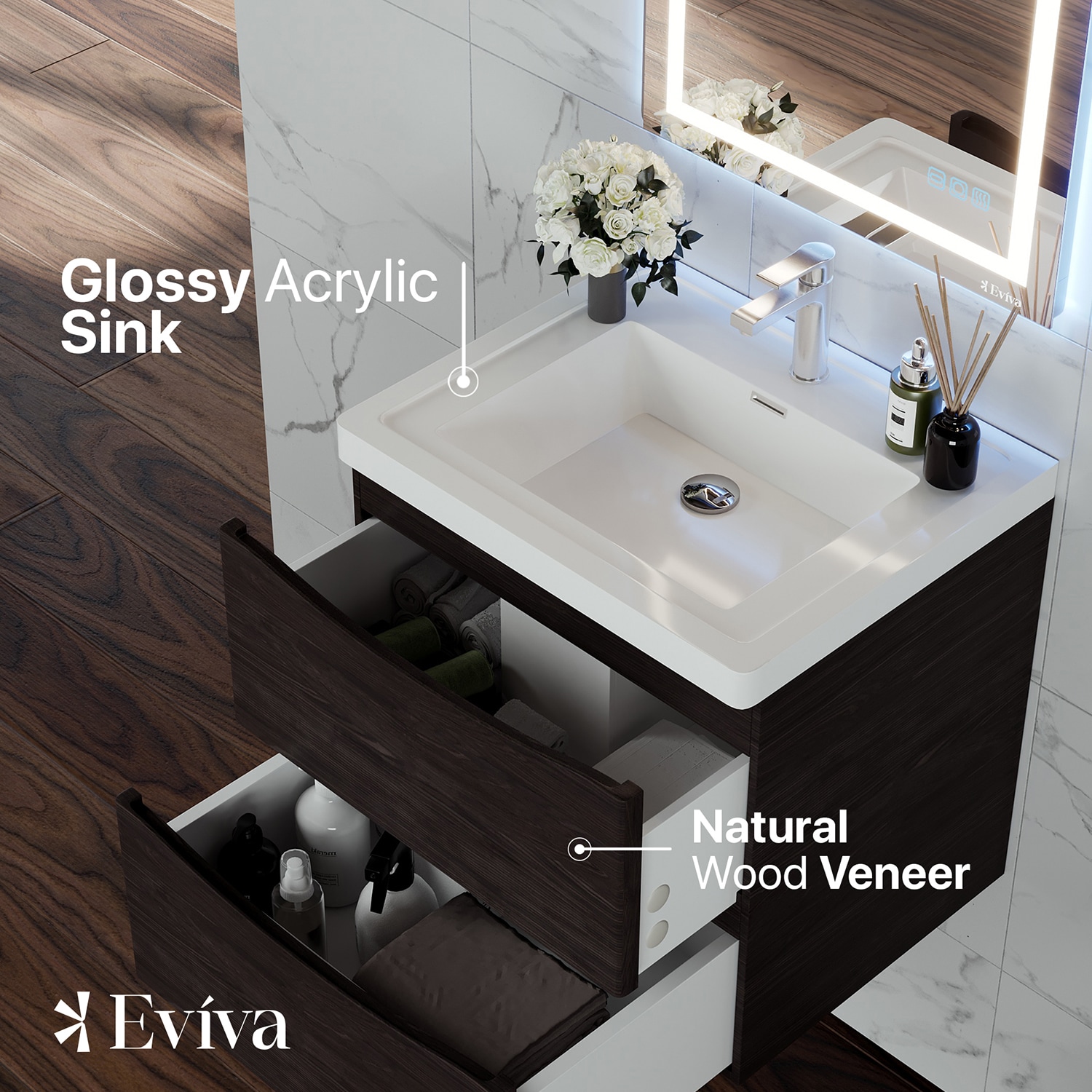 Eviva EVVN600-24CHNT-WM Bath-Vanity-Combo - View #4