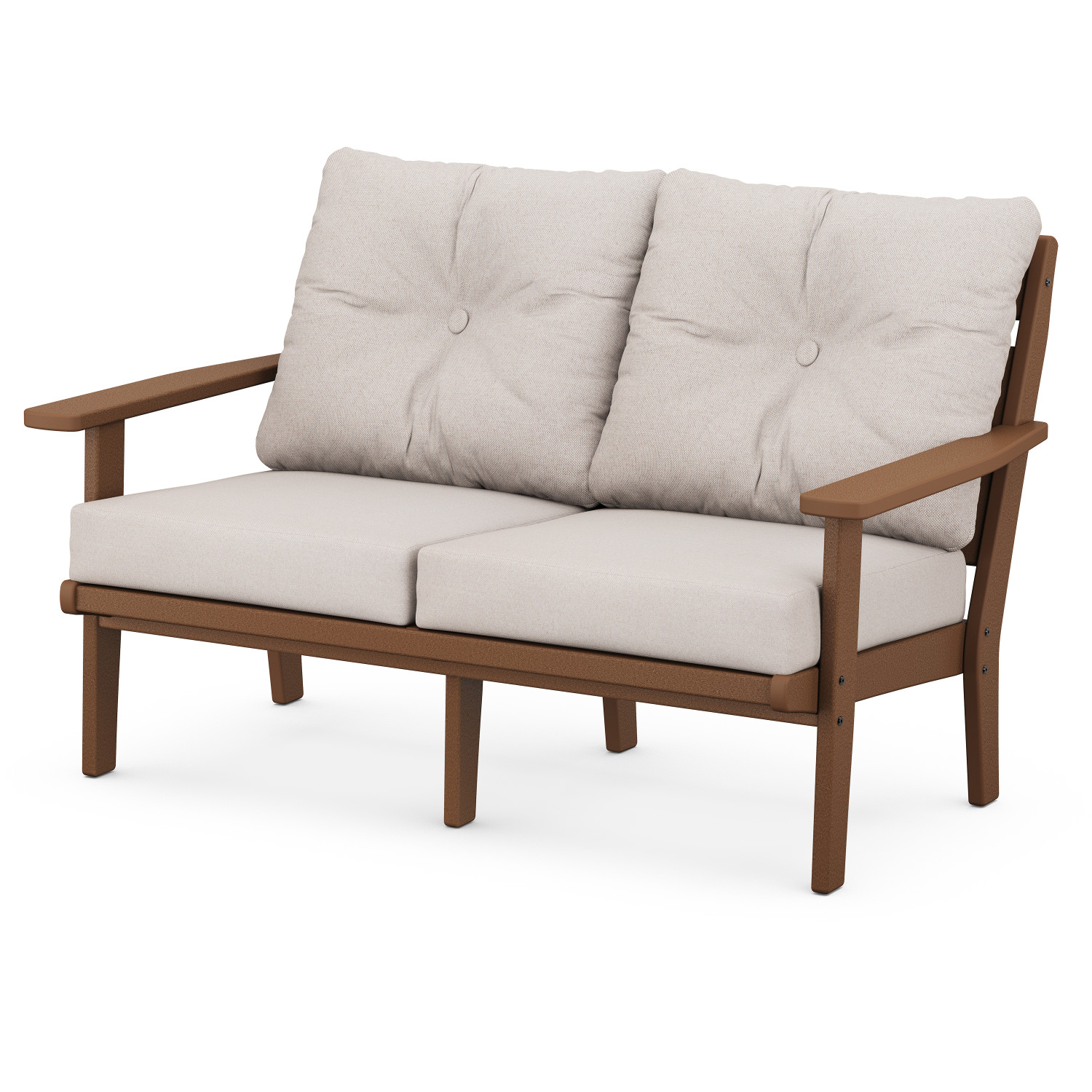 allen roth by POLYWOOD Oakport Outdoor Loveseat with Beige Cushions and Hdpe Frame in the Patio Sectionals Sofas department at Lowes